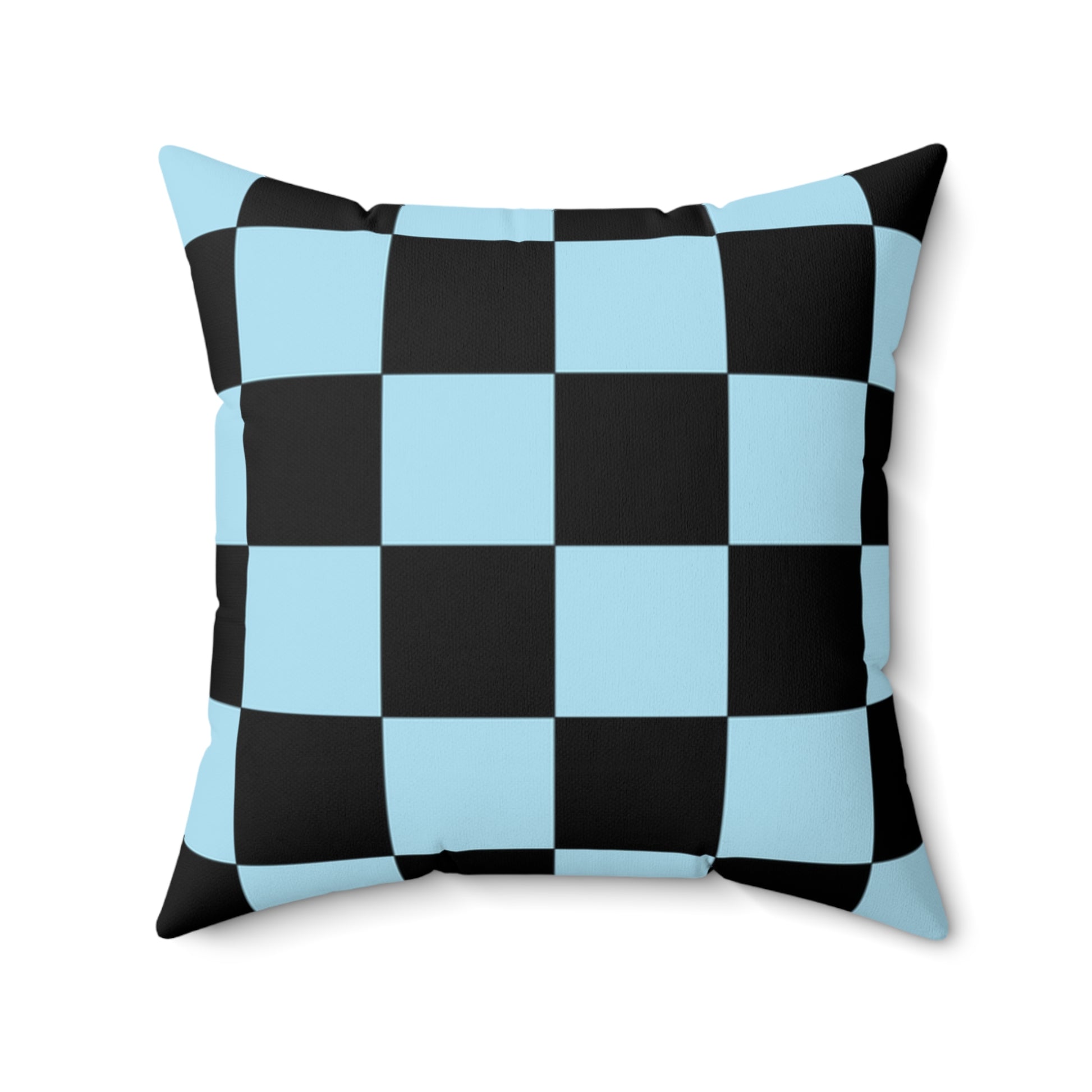 Checkerboard Black and Blue Spun Polyester Square Pillow, Artsulli - Art is Long, Life is Short, Home Decor, Size, 20" × 20", , , , , 15459264589915128288