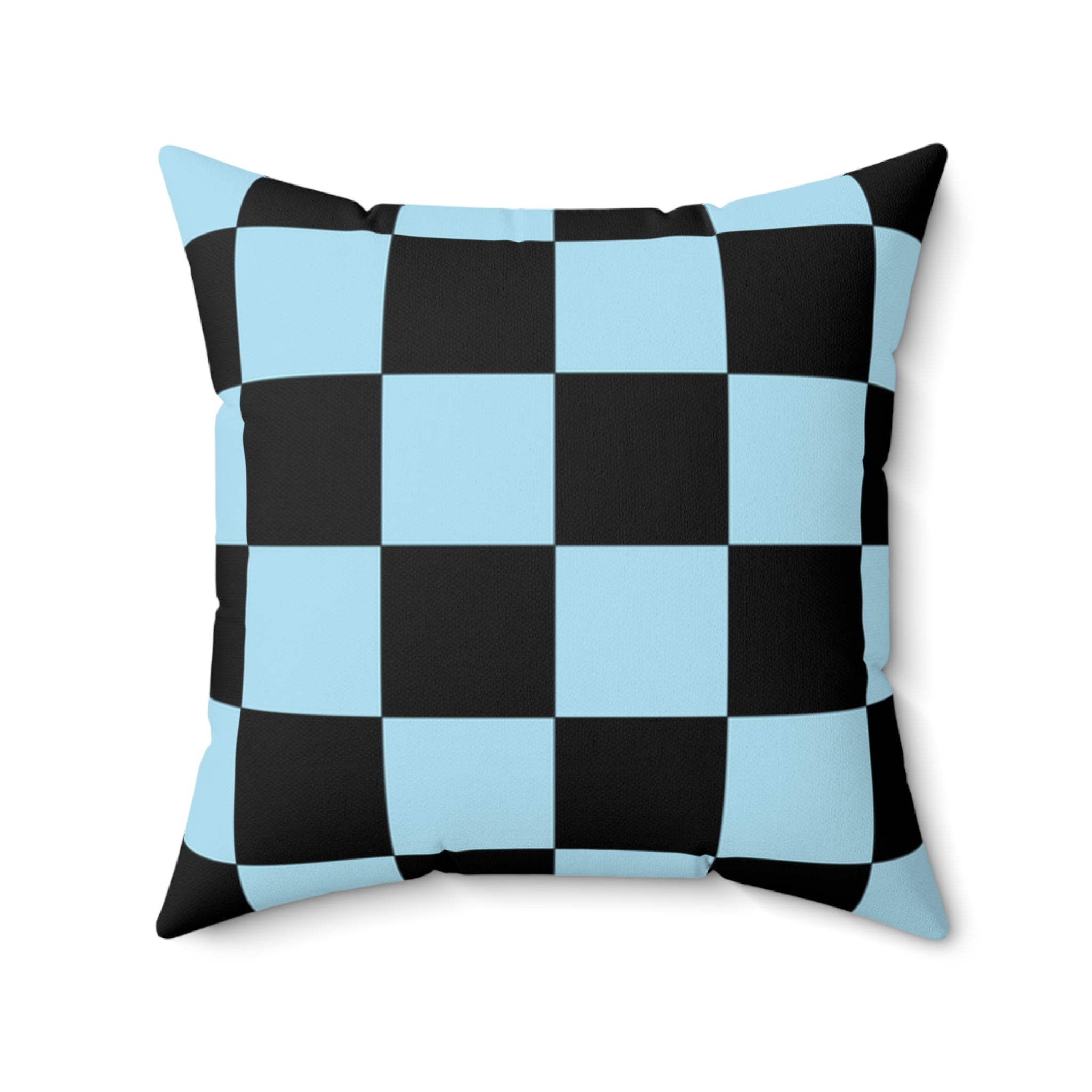 Checkerboard Black and Blue Spun Polyester Square Pillow, Artsulli - Art is Long, Life is Short, Home Decor, Size, 20" × 20", , , , , 15459264589915128288