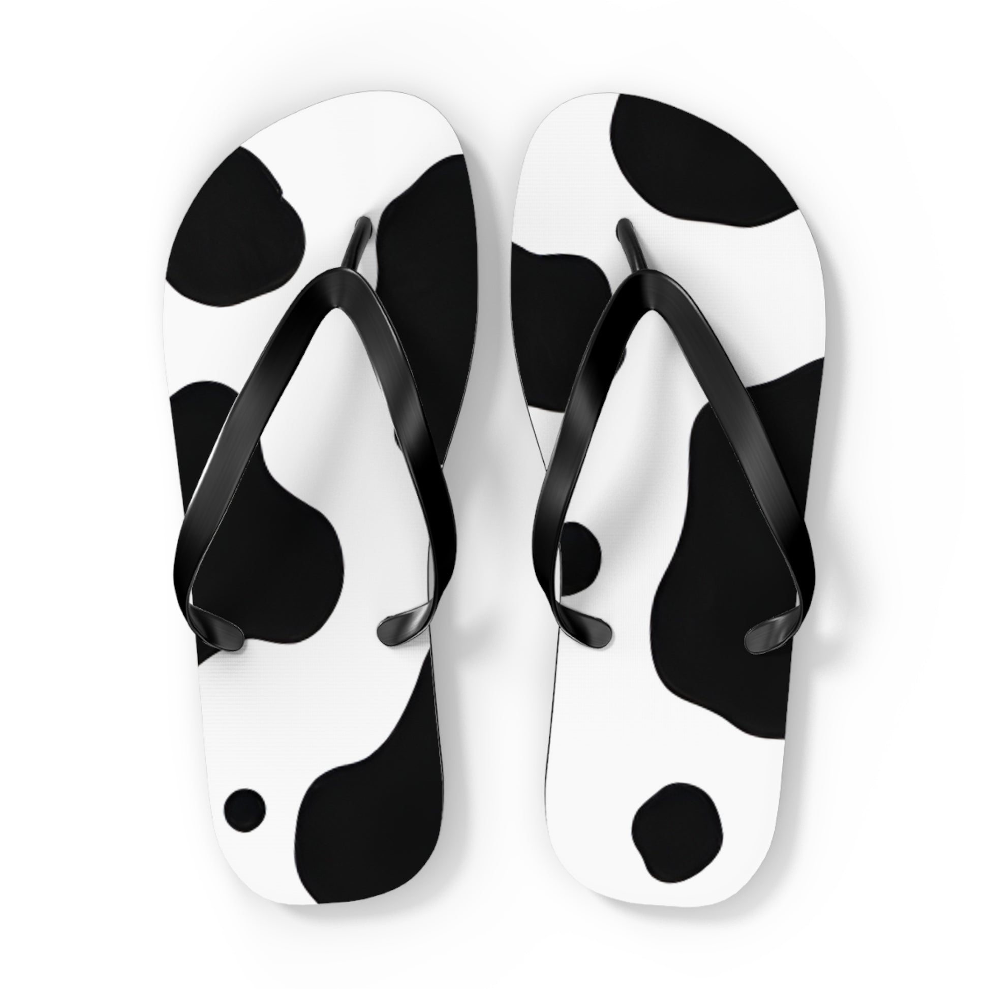 Cow Print Focus Flip Flops, Artsulli - Art is Long, Life is Short, Shoes, Size, XL, Color, Black sole, , , 33515553683616