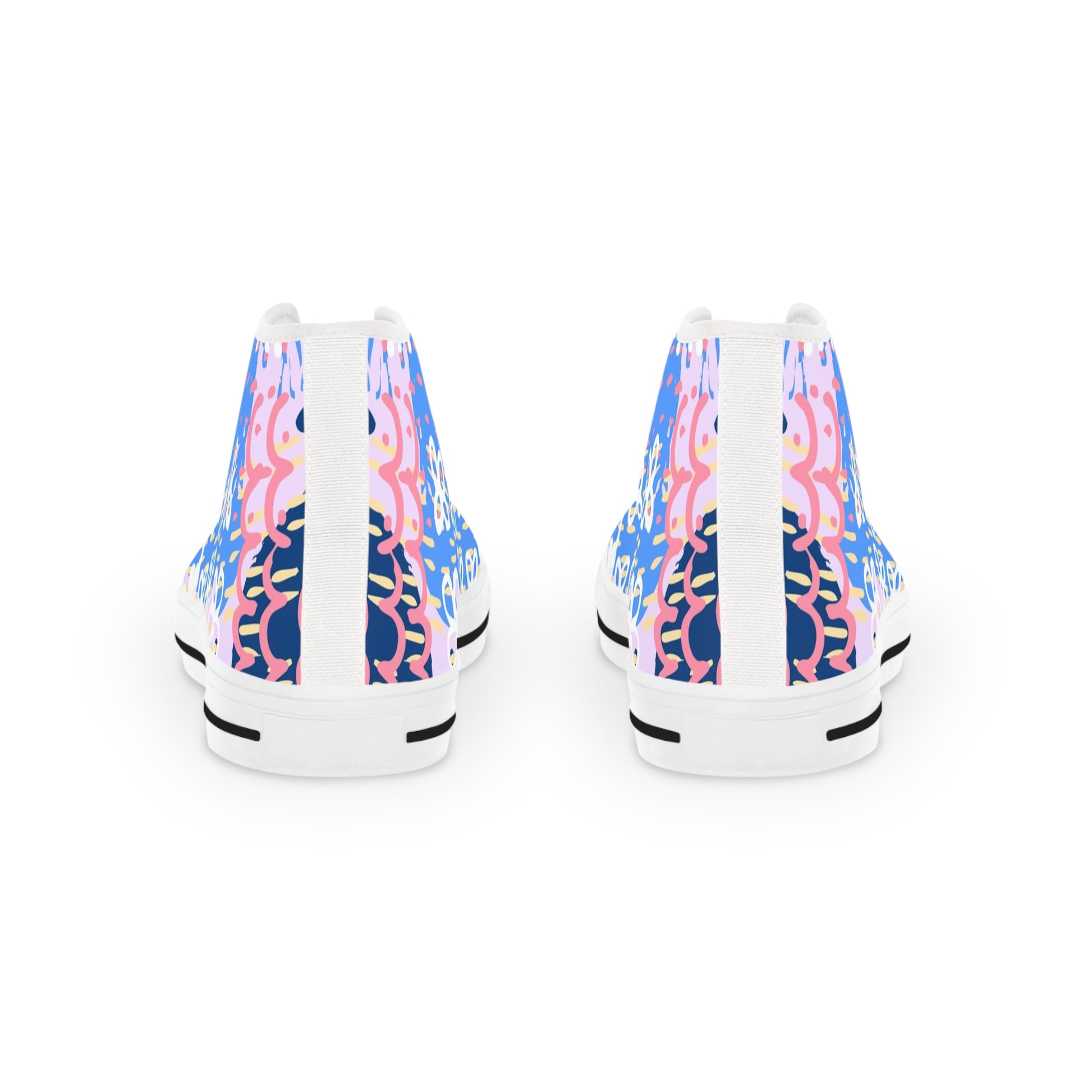 Flowers x Doodles x Hearts Multi-Color Men's High Top Sneakers, Artsulli - Art is Long, Life is Short, Shoes, , , , , , , 