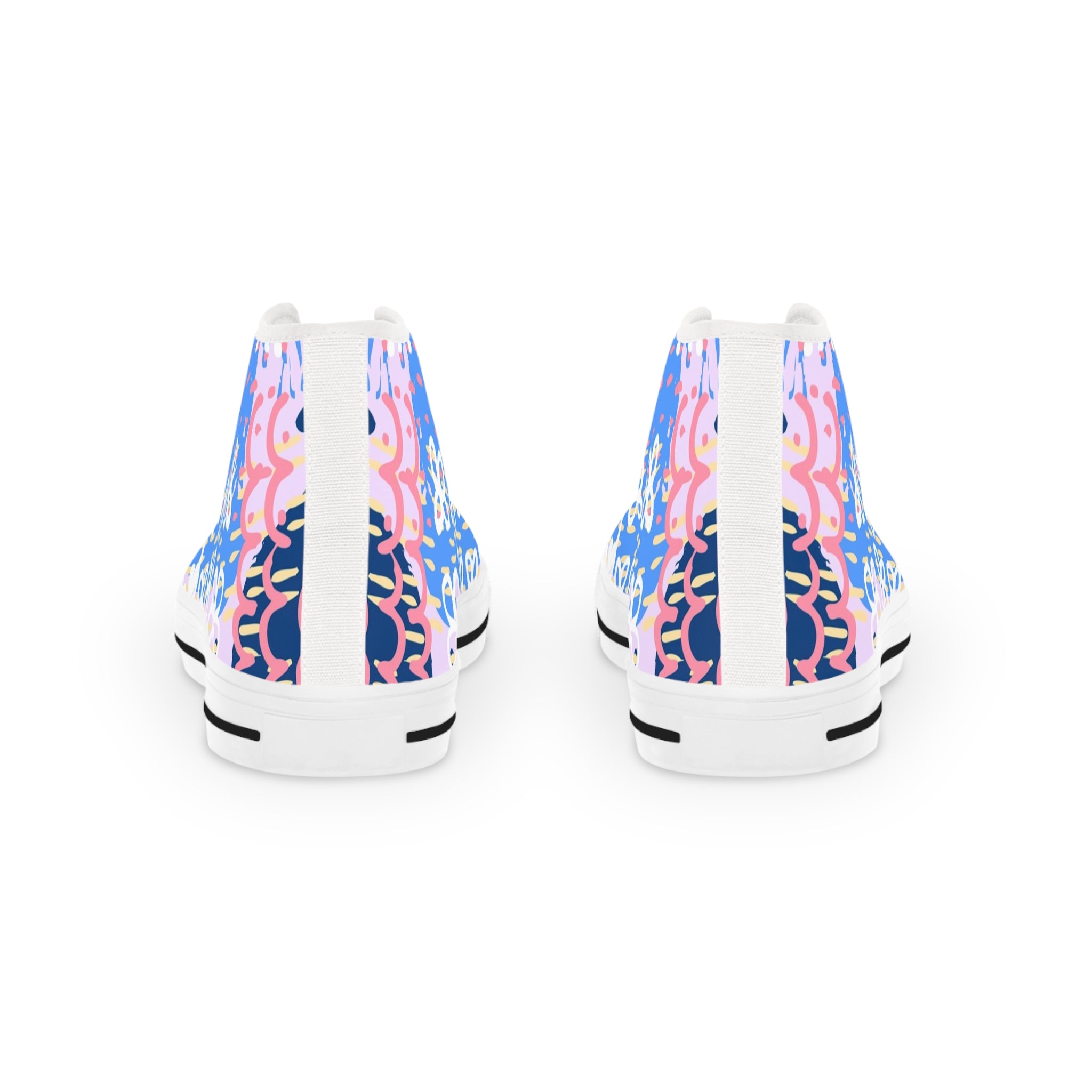 Flowers x Doodles x Hearts Multi-Color Men's High Top Sneakers, Artsulli - Art is Long, Life is Short, Shoes, , , , , , , 