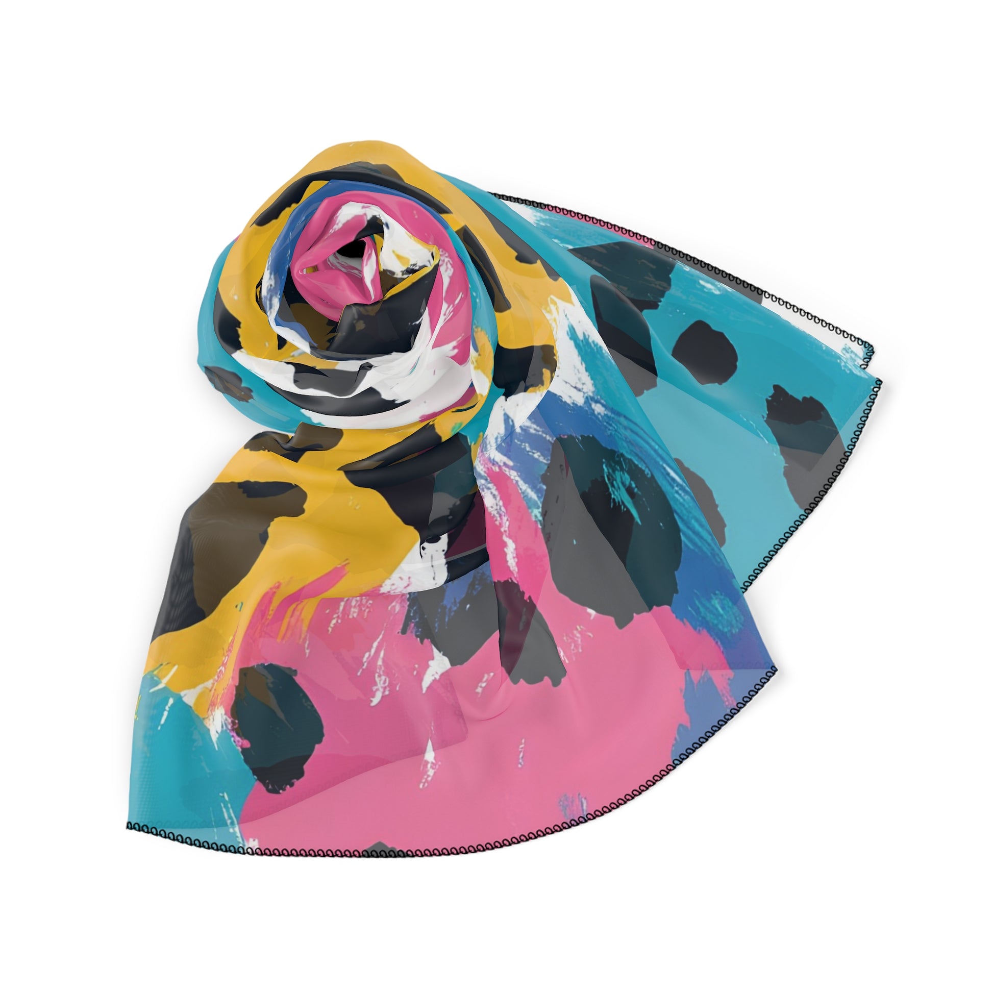 Leopard Print x Paint Brush Strokes Multi-Color Poly Scarf, Artsulli - Art is Long, Life is Short, Accessories, , , , , , , 