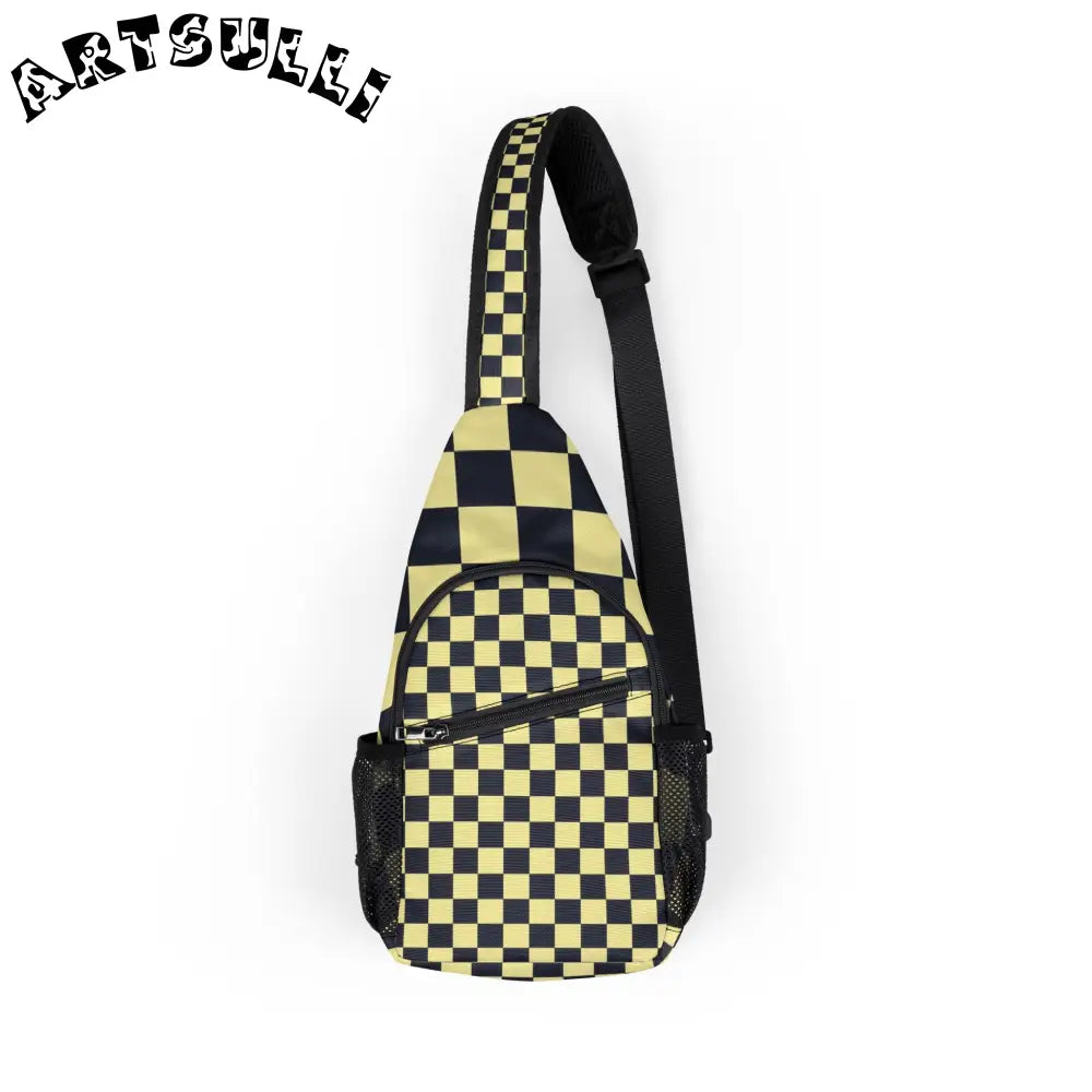 JAKKOUTTHEBXX Checkerboard Black and Yellow Chest Bag (AOP)