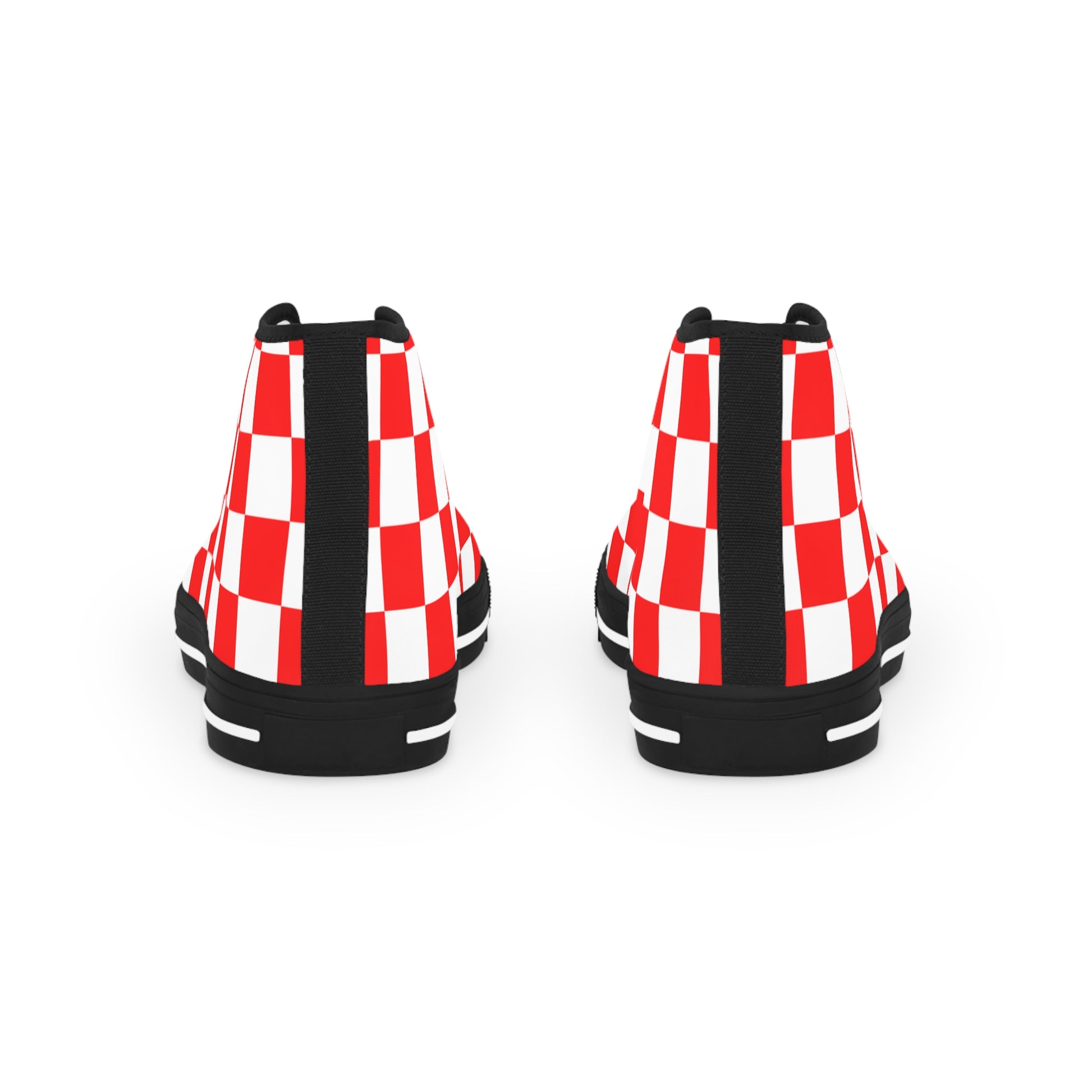 Checkerboard Red and White Men's High Top Sneakers, Artsulli - Art is Long, Life is Short, Shoes, , , , , , , 