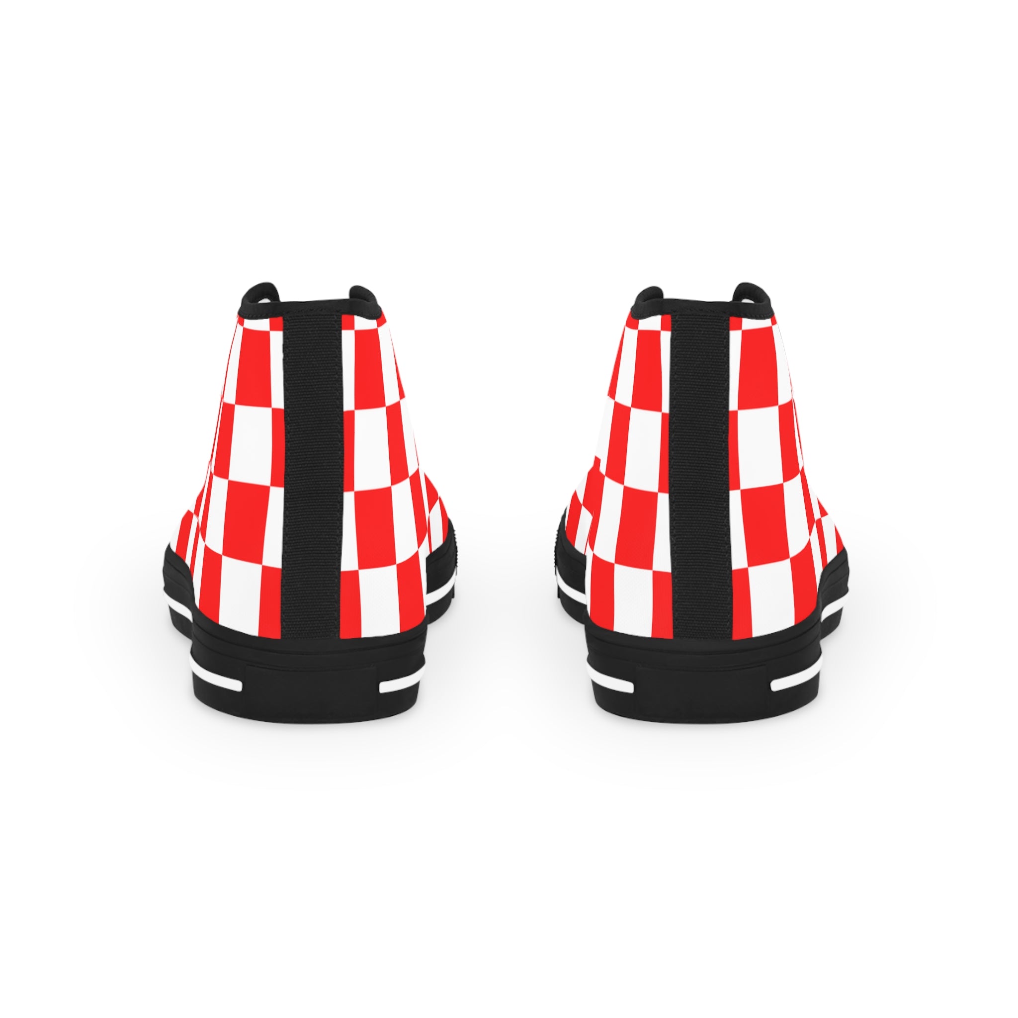 Checkerboard Red and White Men's High Top Sneakers, Artsulli - Art is Long, Life is Short, Shoes, , , , , , , 