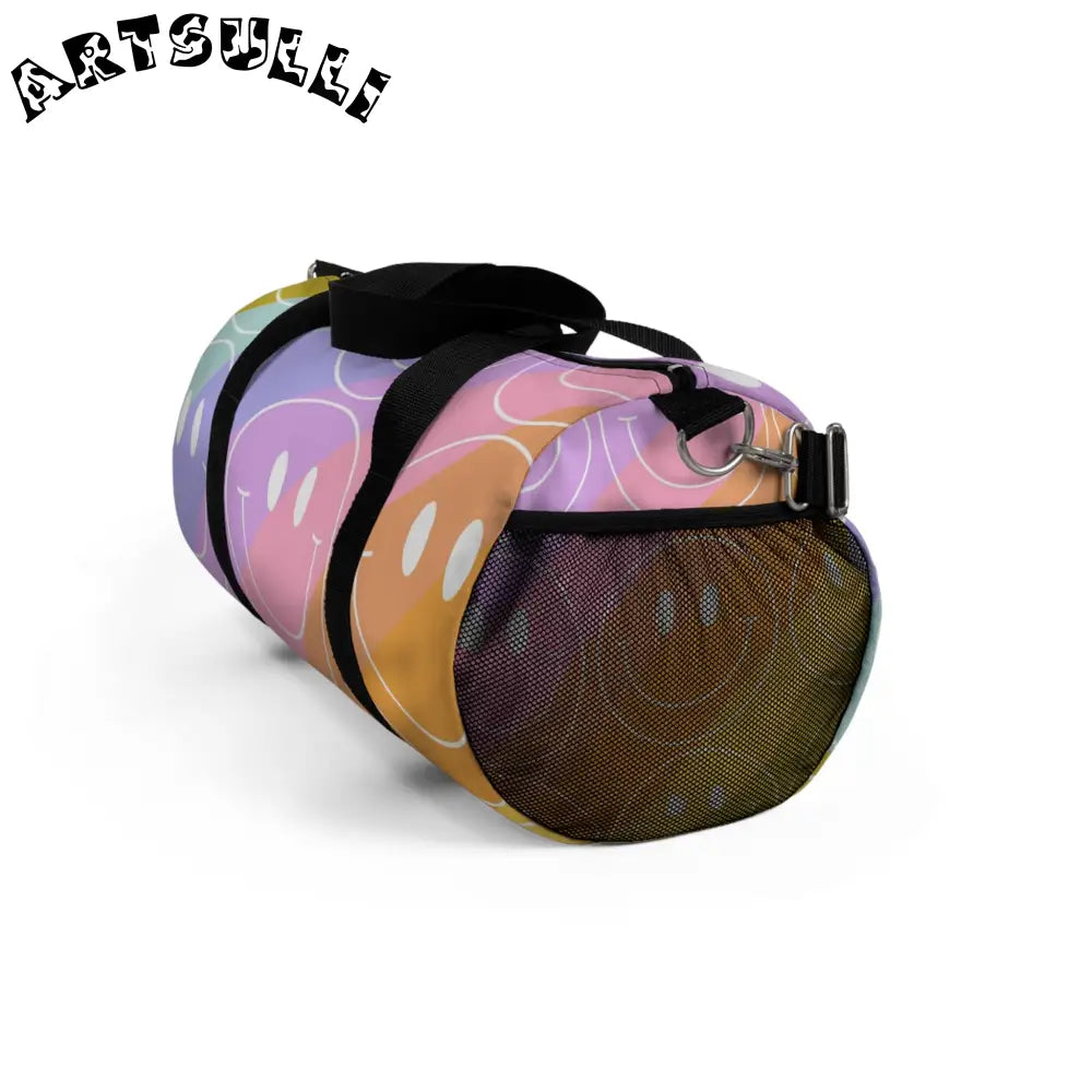 JAKKOUTTHEBXX Smiley Face x Rainbow Stripes Multi-Color Duffel Bag