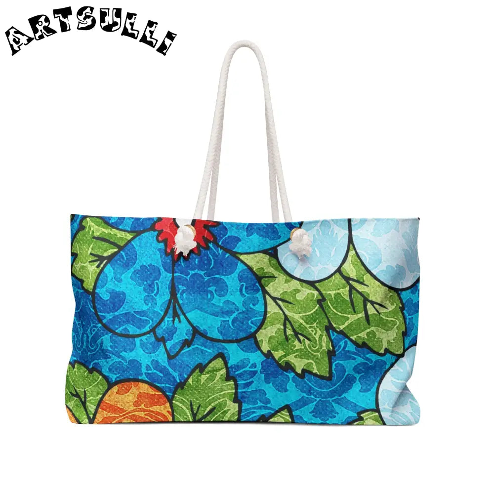 Blue Orange Groovy Weekender Bag, Artsulli - Art is Long, Life is Short, Bags, Size, 24" × 13", , , , , 26662853204553748985