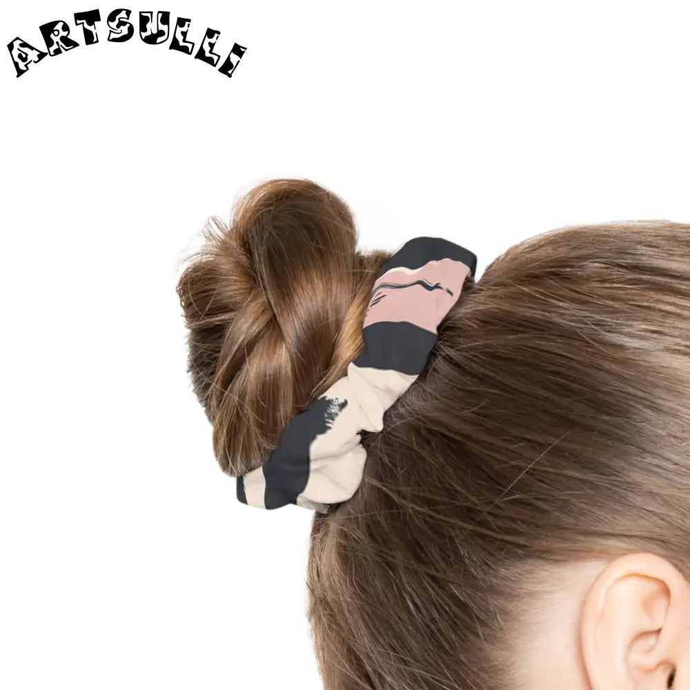 JAKKOUTTHEBXX Abstract Stripe Jersey Knit Fabric Scrunchie in Black