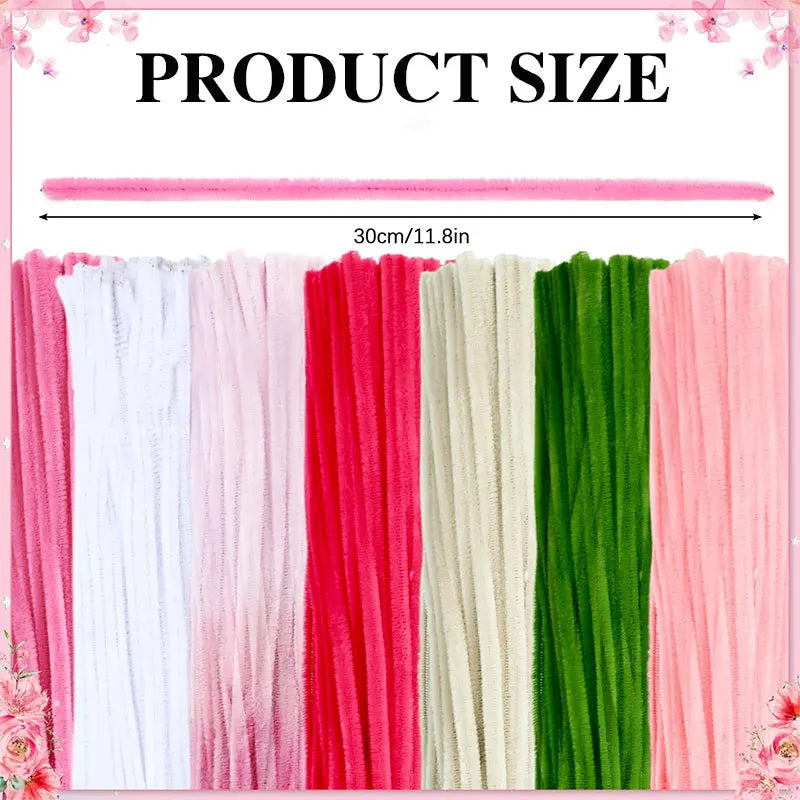 50/100Pcs Chenille Stems Colorful DIY Strips Twist Bar Anvil Wire Plush Strips Handmade Art Materials Toys DIY Craft Supplies
