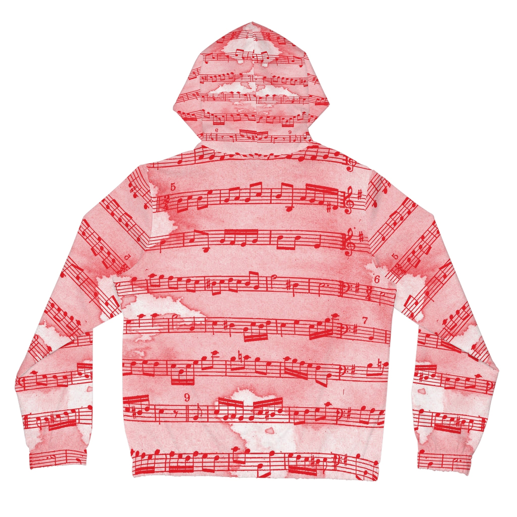 Drip Spill Type Beat Sheet Music Red Women’s Full-Zip Hoodie (AOP), Artsulli - Art is Long, Life is Short, All Over Prints, , , , , , , 