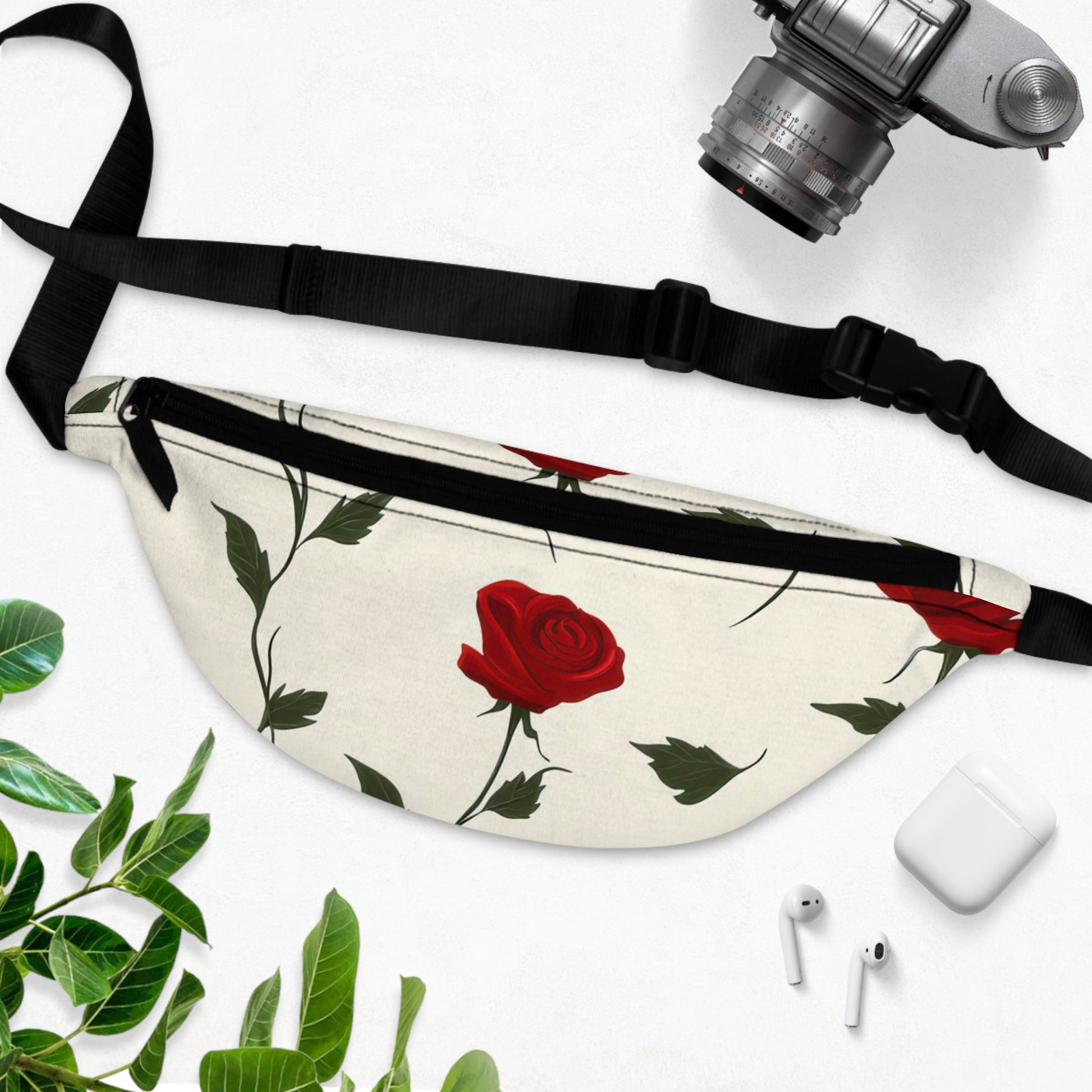 Red Roses Fanny Pack, Artsulli - Art is Long, Life is Short, Bags, , , , , , , 