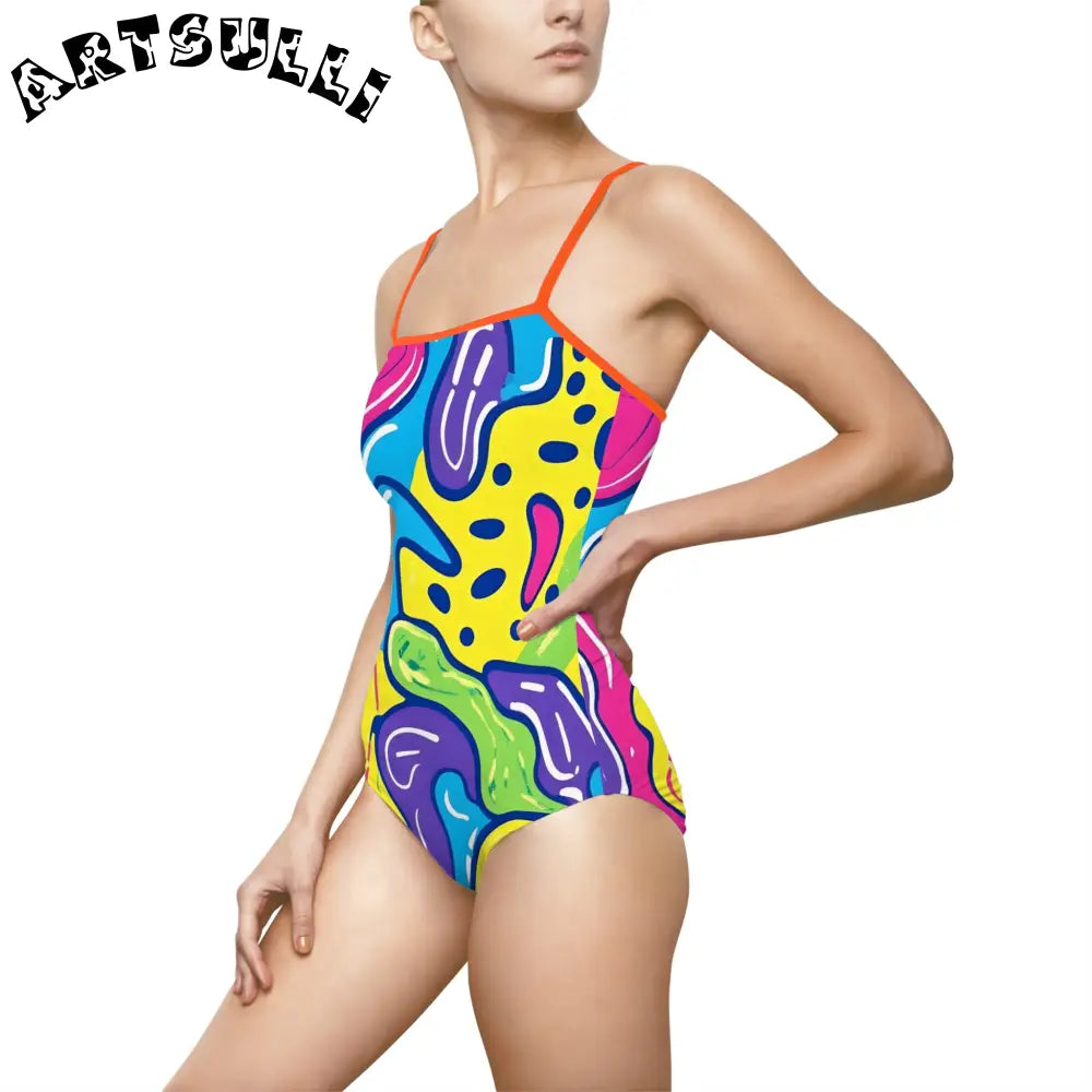 JAKKOUTTHEBXX Colorful Abstract Print One-Piece Swimsuit 2025