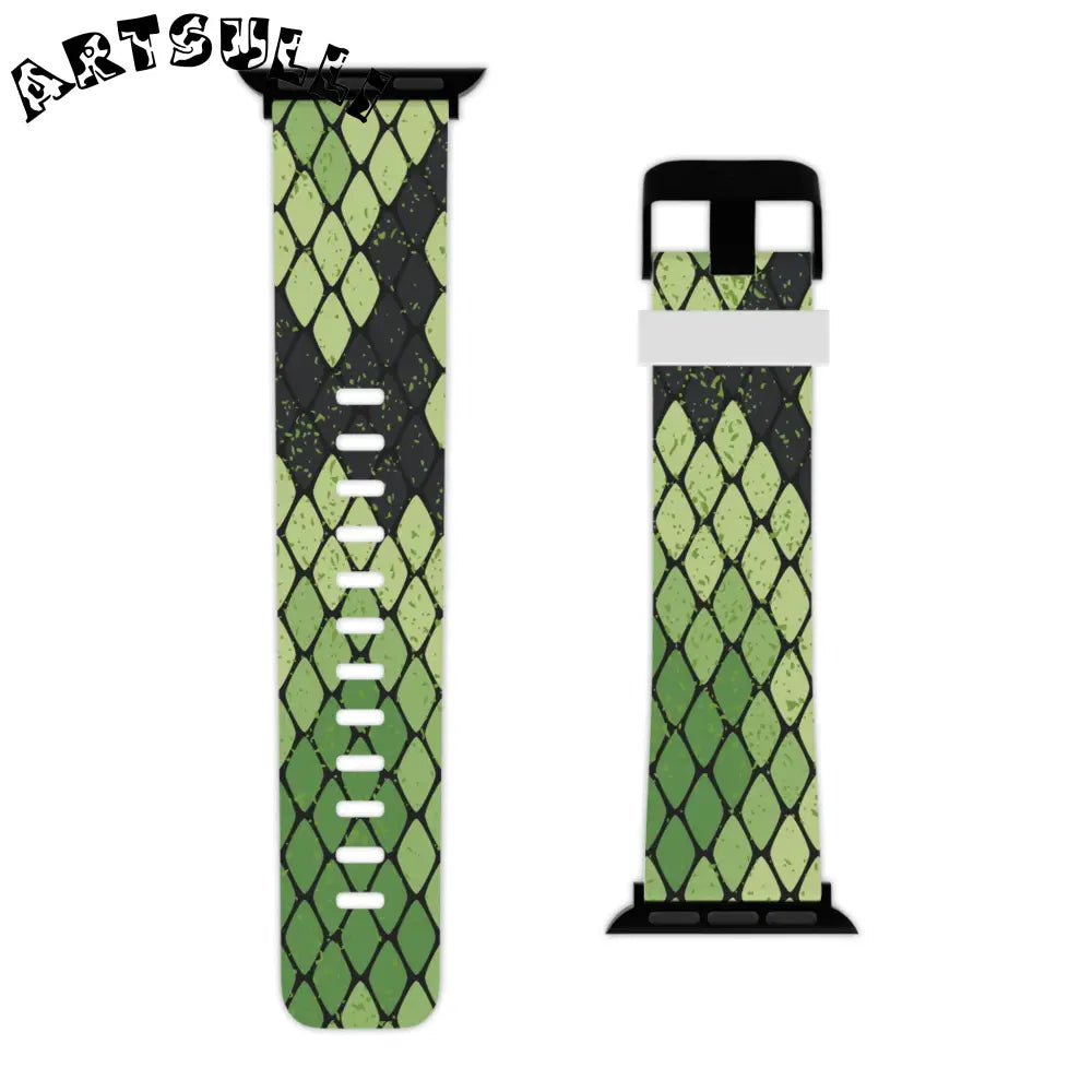 JAKKOUTTHEBXX Snake Skin Green and Black Watch Band for Apple Watch