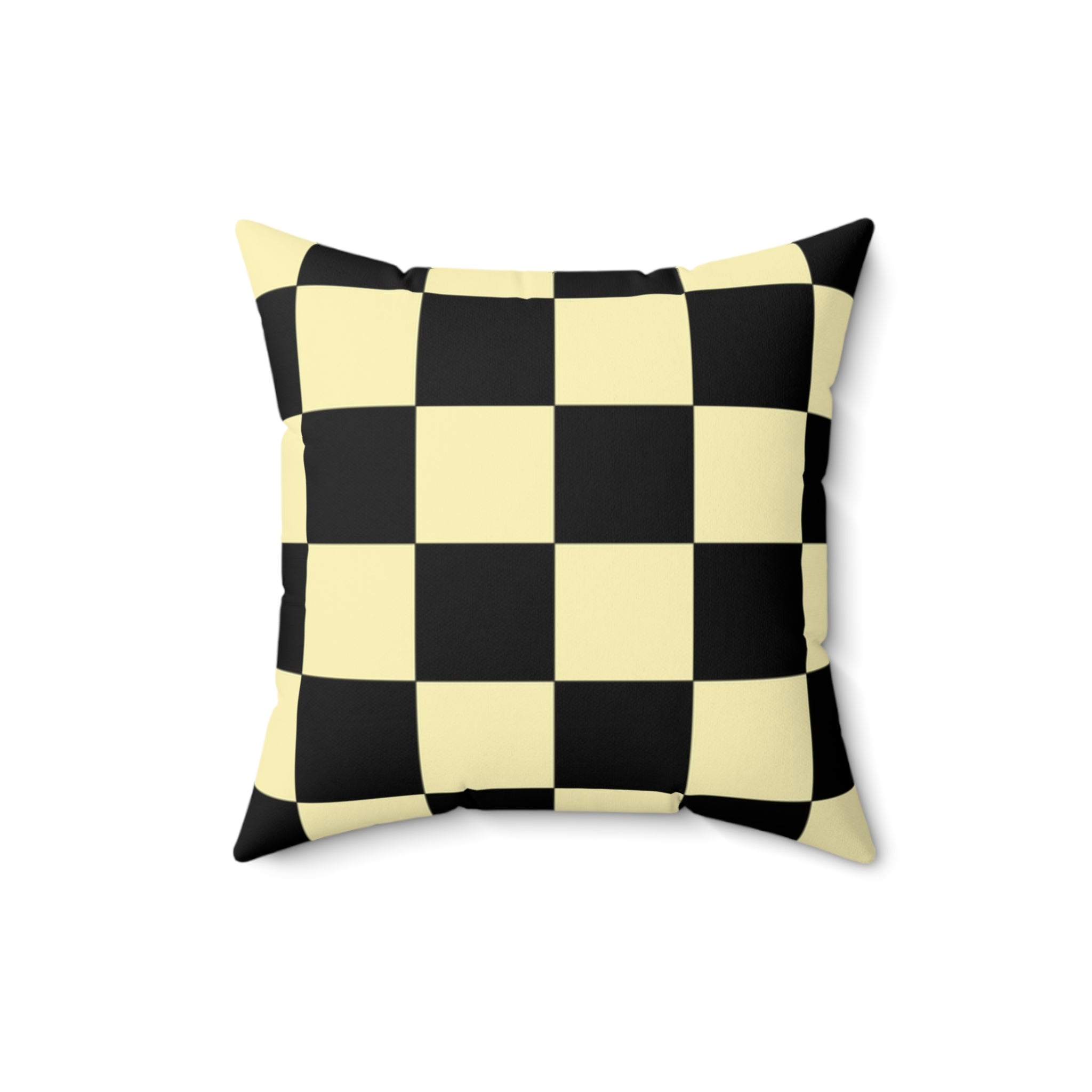 Checkerboard Black and Yellow Spun Polyester Square Pillow, Artsulli - Art is Long, Life is Short, Home Decor, , , , , , , 