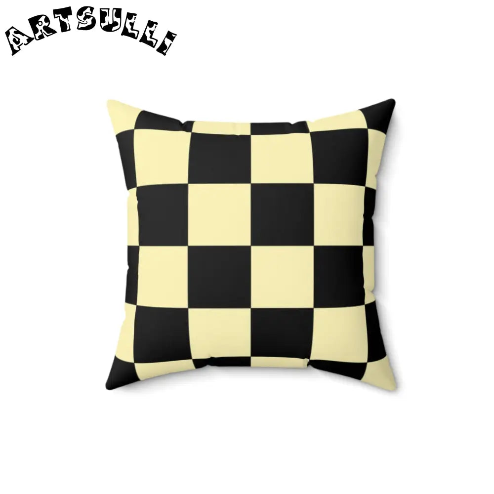 JAKKOUTTHEBXX Checkerboard Black and Yellow Spun Polyester Square