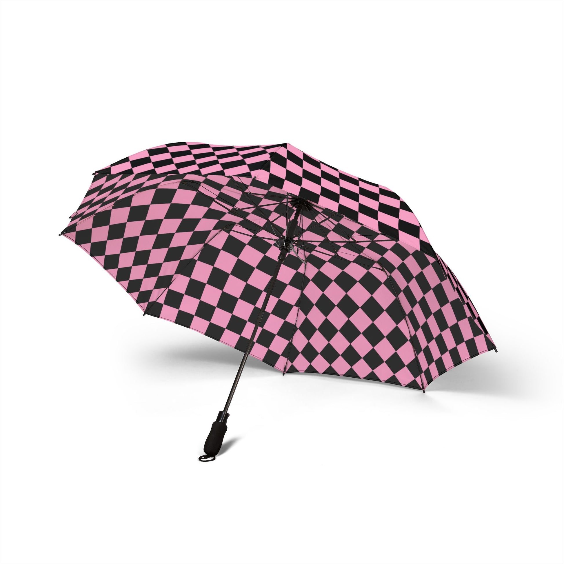 Checkerboard II Black and Pink Semi-Automatic Foldable Umbrella, Artsulli - Art is Long, Life is Short, Accessories, , , , , , , 