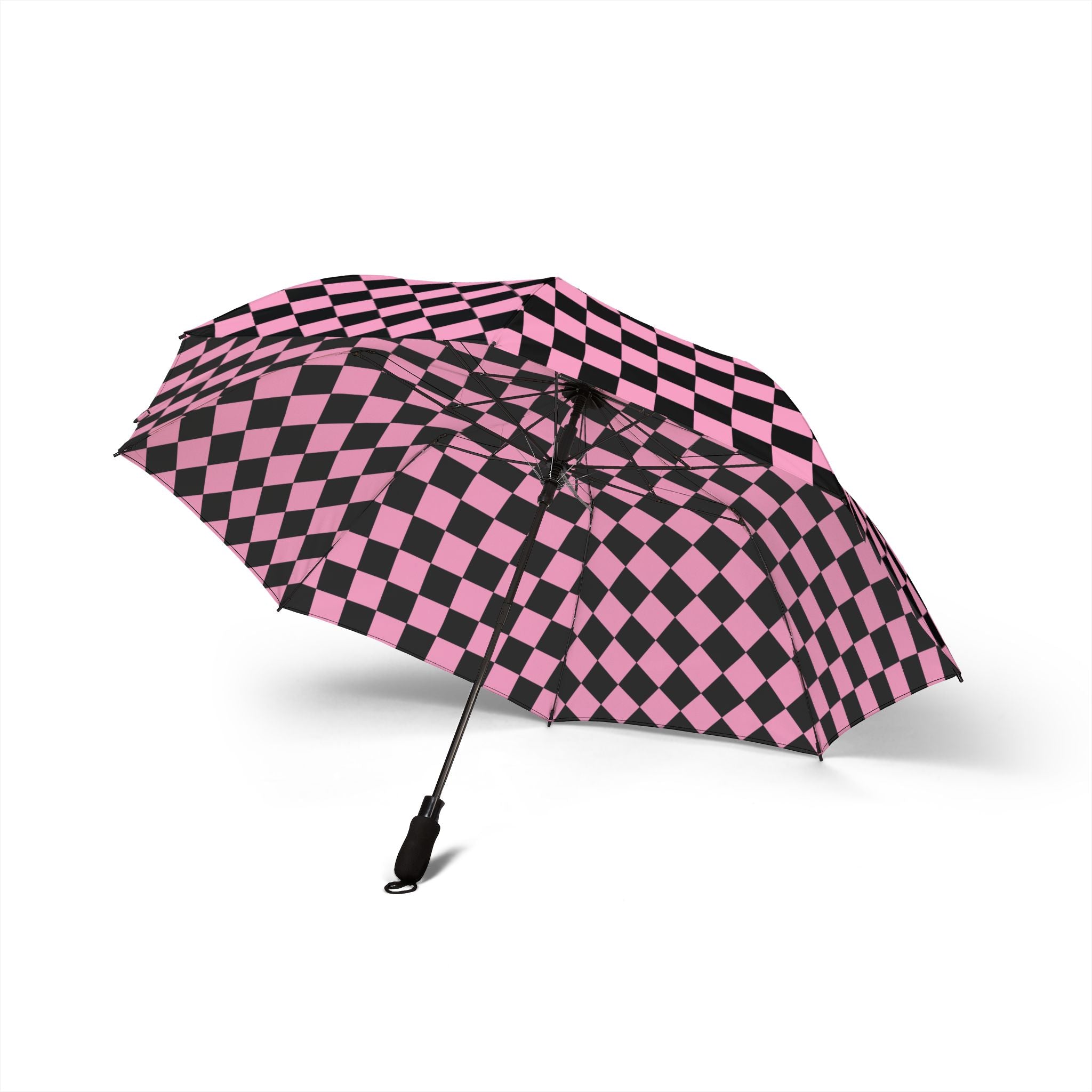 Checkerboard II Black and Pink Semi-Automatic Foldable Umbrella, Artsulli - Art is Long, Life is Short, Accessories, , , , , , , 
