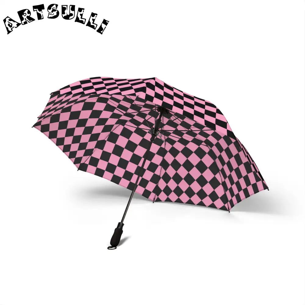 JAKKOUTTHEBXX Checkerboard II Black and Pink Semi-Automatic Foldable