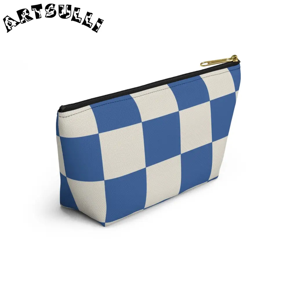 JAKKOUTTHEBXX Checkerboard Blue Accessory Pouch w T-bottom