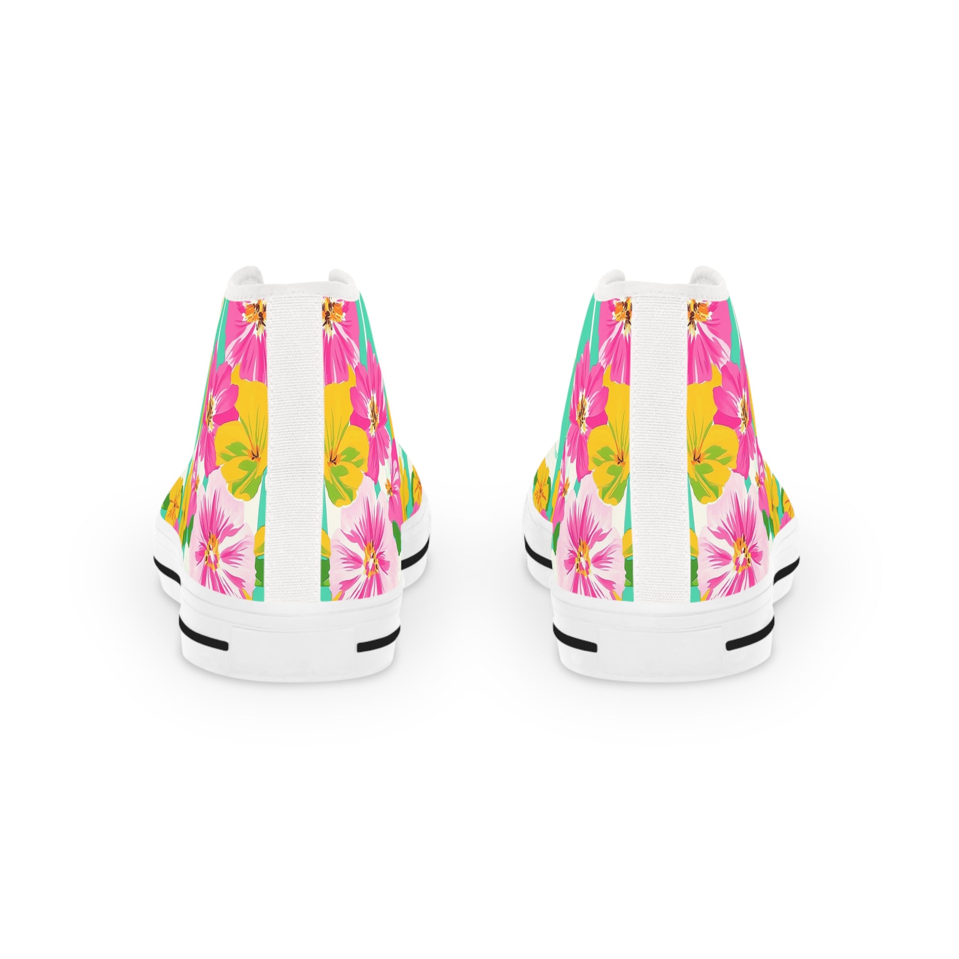 Pastel x Floral x Stripes Multi-Color Men's High Top Sneakers, Artsulli - Art is Long, Life is Short, Shoes, , , , , , , 