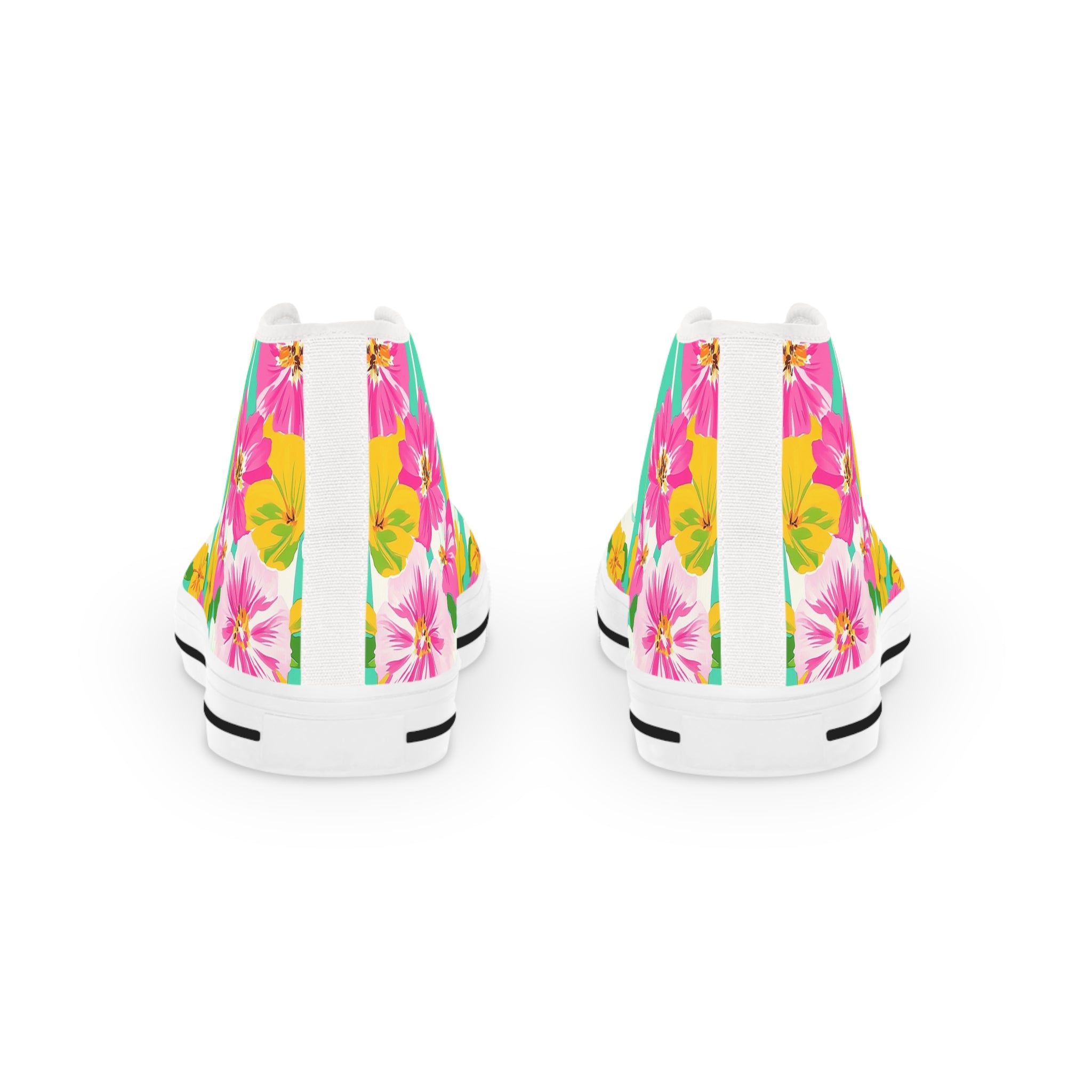Pastel x Floral x Stripes Multi-Color Men's High Top Sneakers, Artsulli - Art is Long, Life is Short, Shoes, , , , , , , 