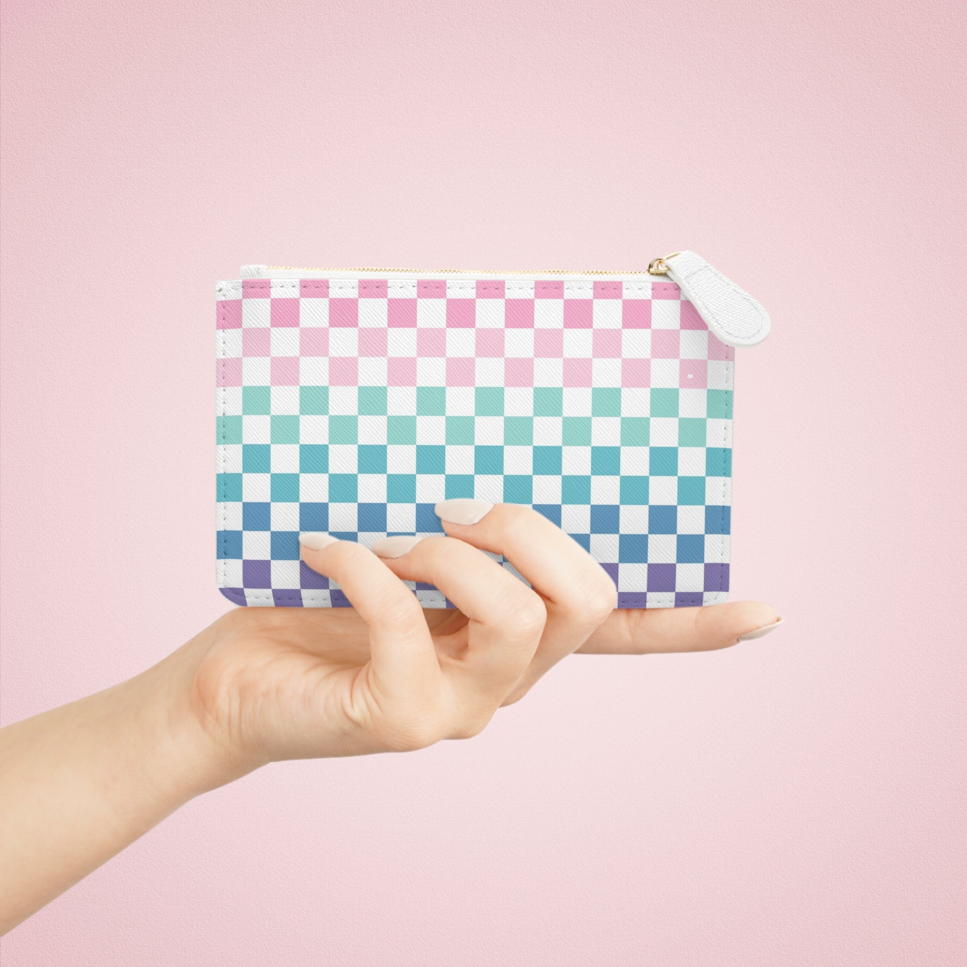 Vaporwave Rainbow  Checkerboard Multi-Color Mini Clutch Bag, Artsulli - Art is Long, Life is Short, Bags, , , , , , , 