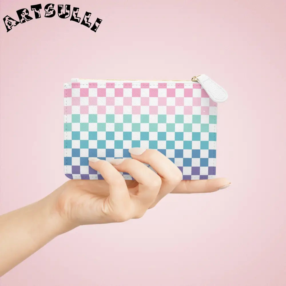 JAKKOUTTHEBXX Vaporwave Rainbow Checkerboard Multi-Color Mini Clutch