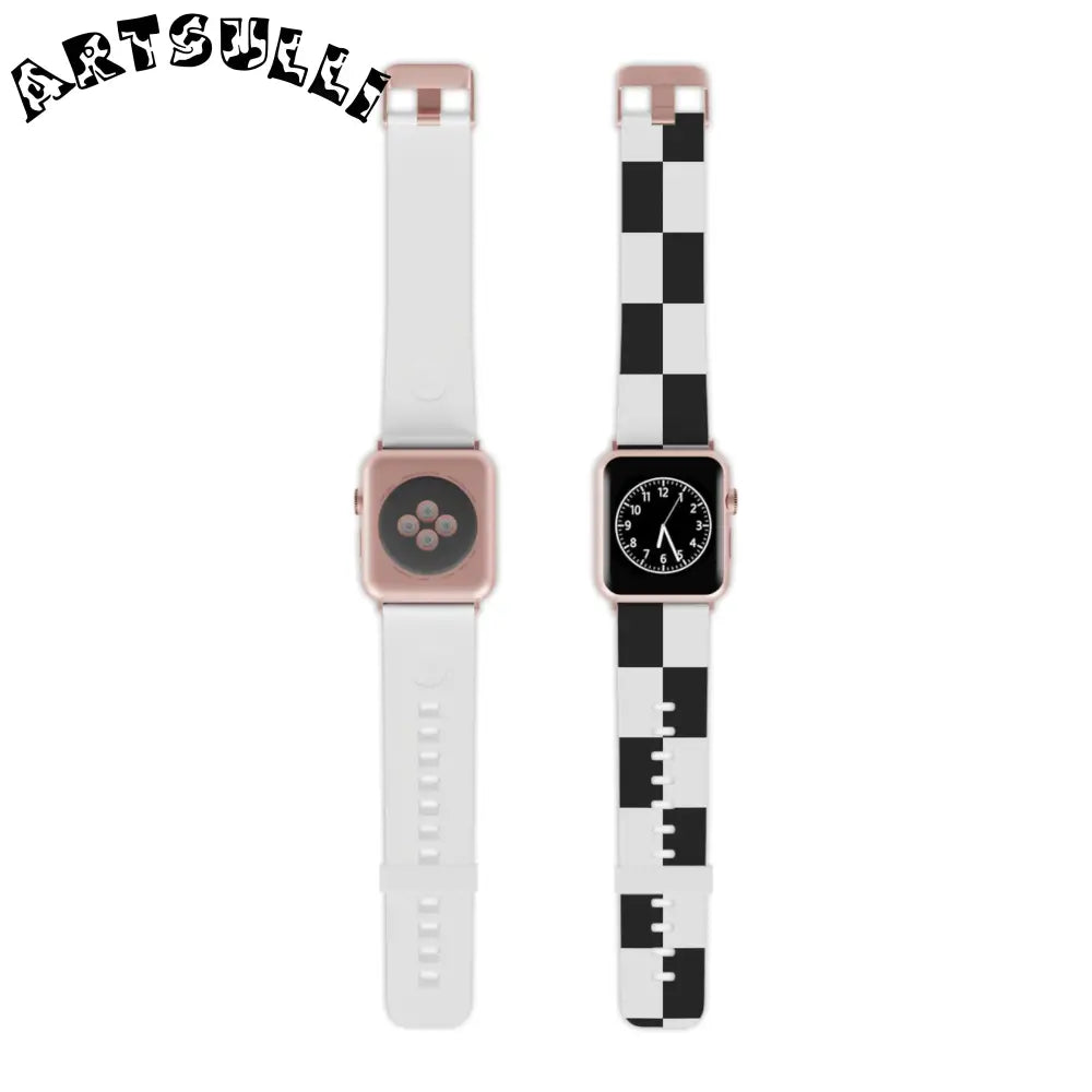 JAKKOUTTHEBXX Checkerboard Black and White Watch Band for Apple