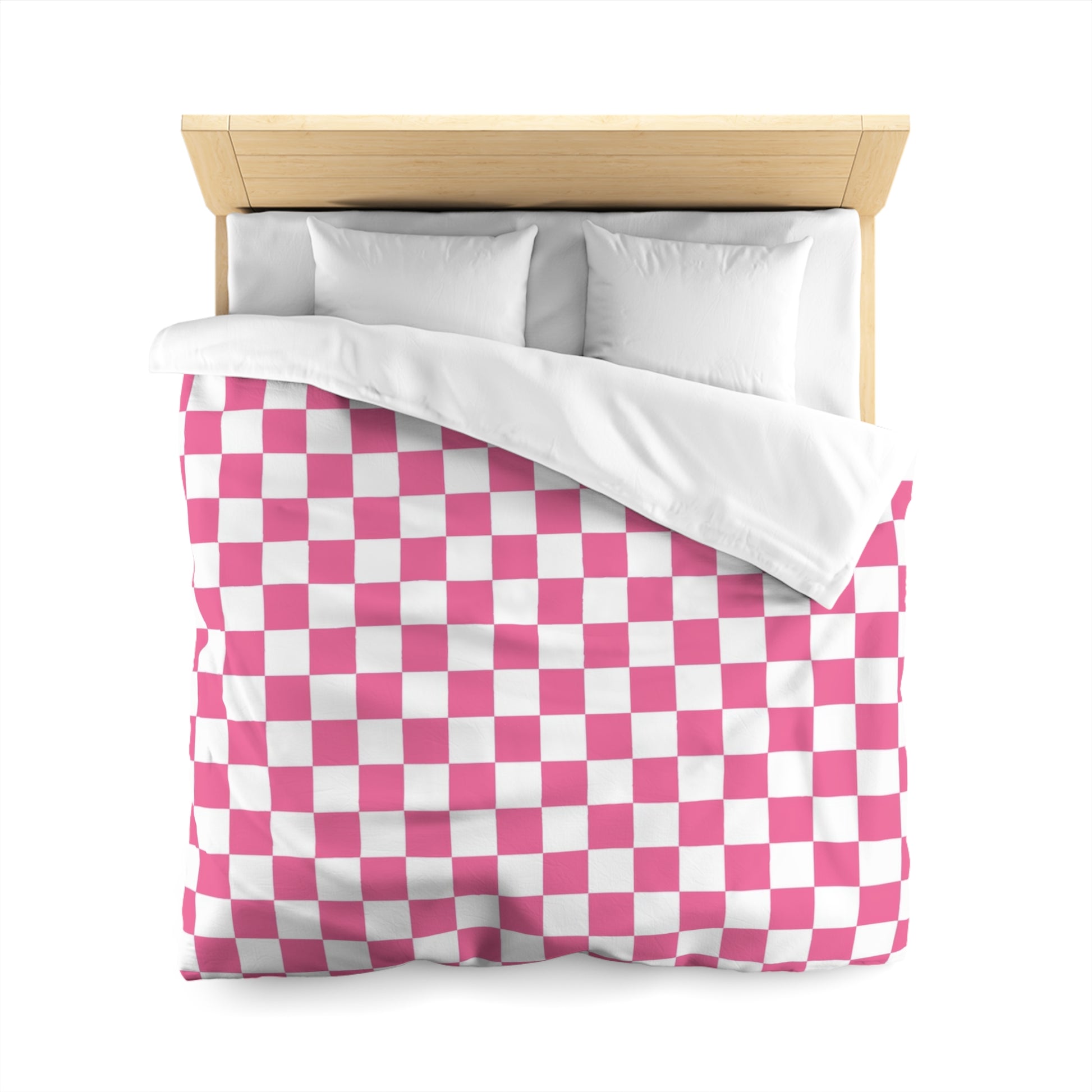 Yuyushiki Pink Check Microfiber Duvet Cover, Artsulli - Art is Long, Life is Short, Home Decor, , , , , , , 