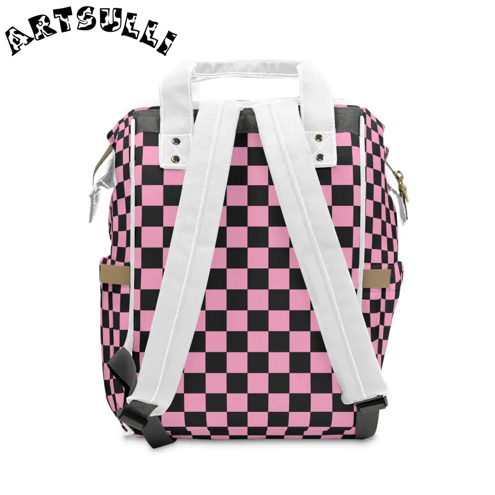 JAKKOUTTHEBXX Checkerboard Black and Pink Multifunctional Diaper