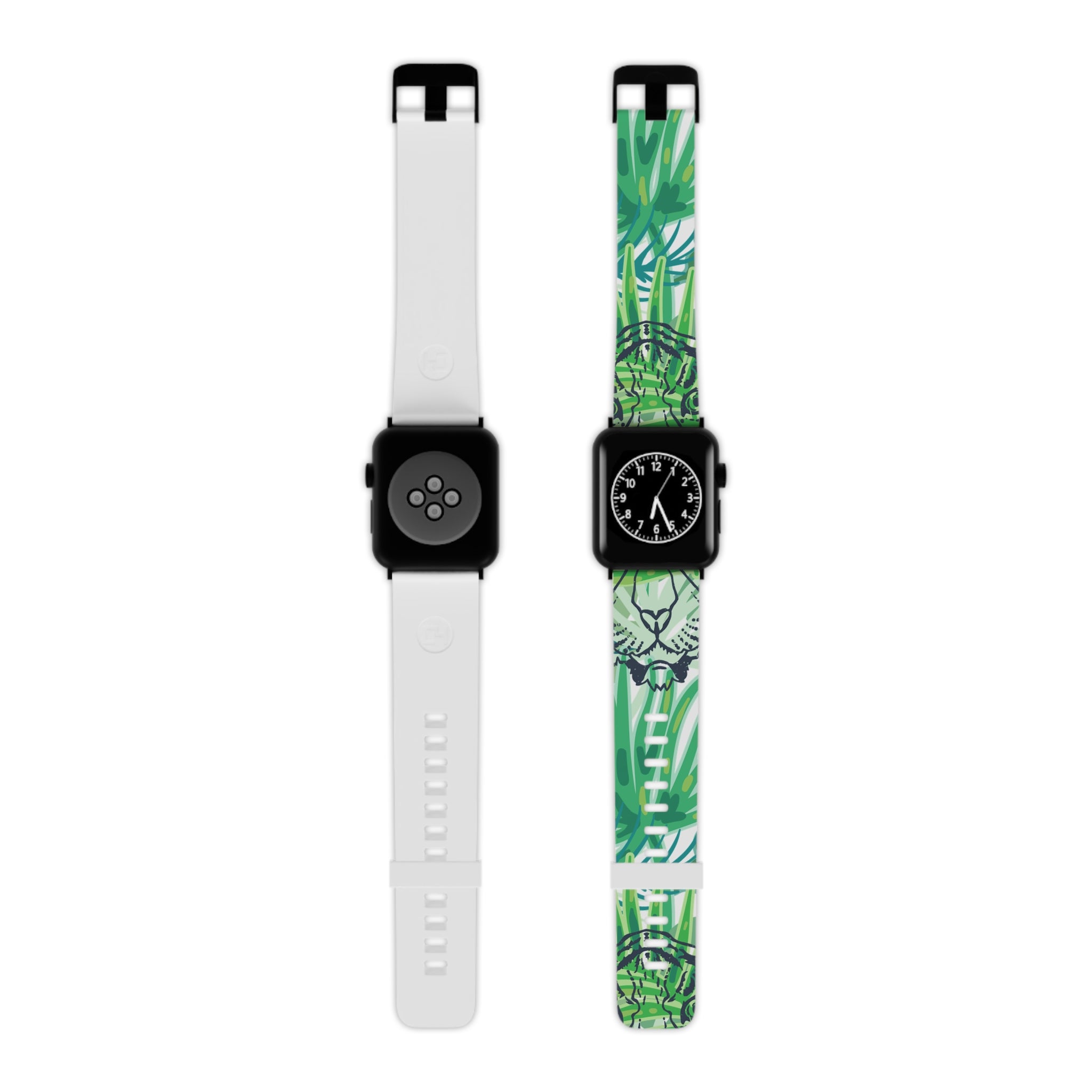 Tropical Jungle Tigers Green Watch Band for Apple Watch, Artsulli - Art is Long, Life is Short, Accessories, Size, 8'' × 0.75'' / 42 - 44 mm, Color, Black, , , 14870529350714
