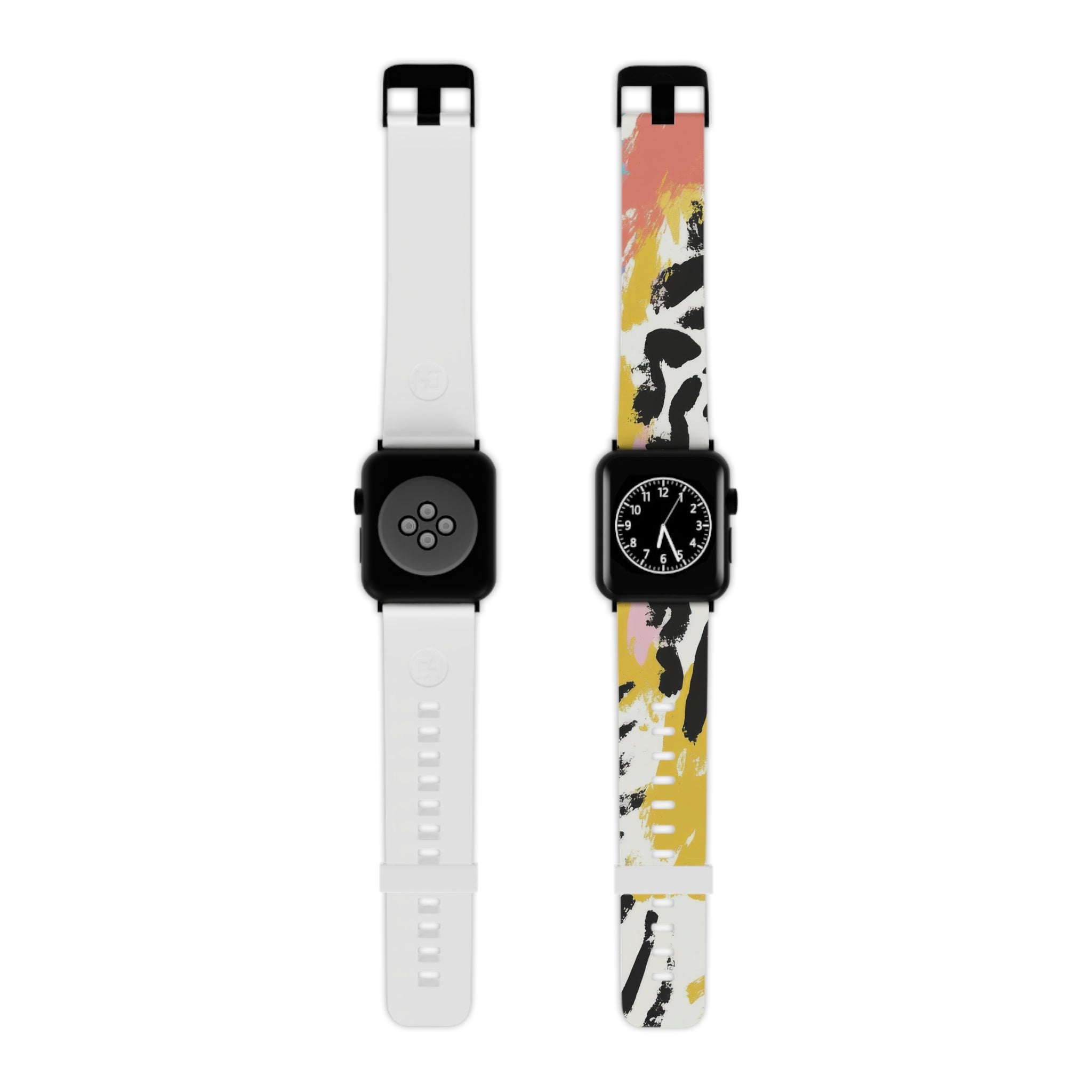Wild Zebra Stripes x Paint Brush Strokes Multi-Color II Watch Band for Apple Watch, Artsulli - Art is Long, Life is Short, Accessories, Size, 7.5'' × 0.75'' / 38 - 40 mm, Color, Black, , , 15780538141927