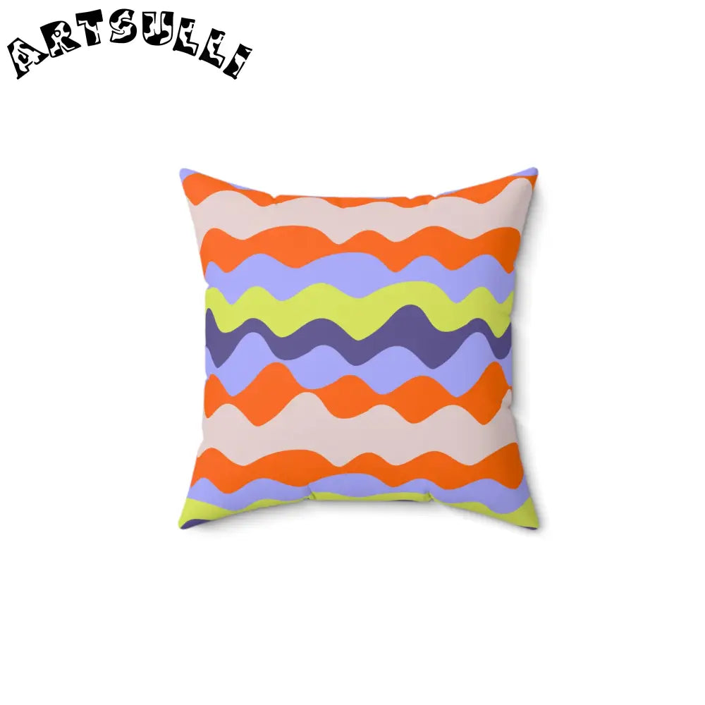 JAKKOUTTHEBXX Waves Red and Blue Spun Polyester Square Pillow
