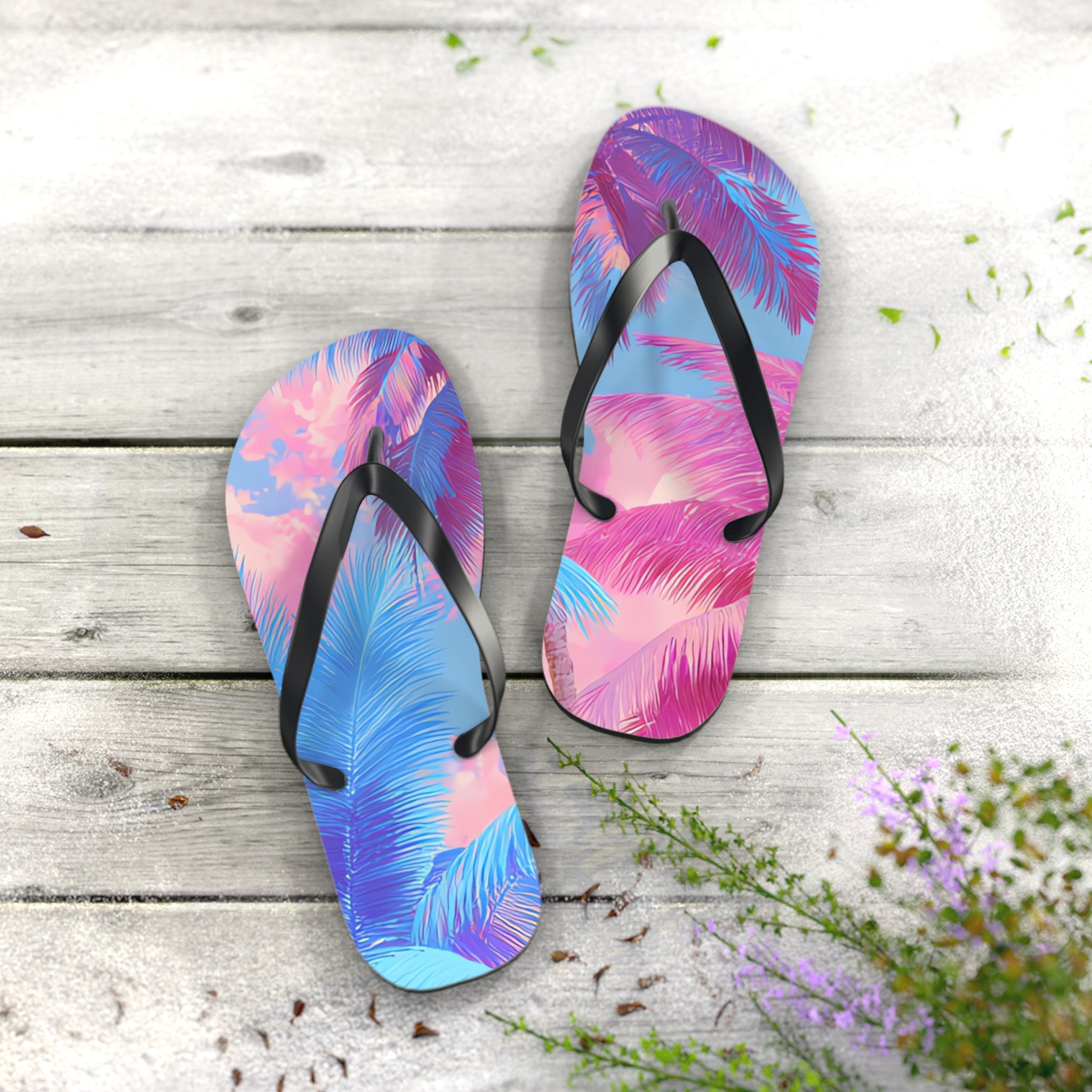 Ethereal Pastel Palms Flip Flops, Artsulli - Art is Long, Life is Short, Shoes, , , , , , , 