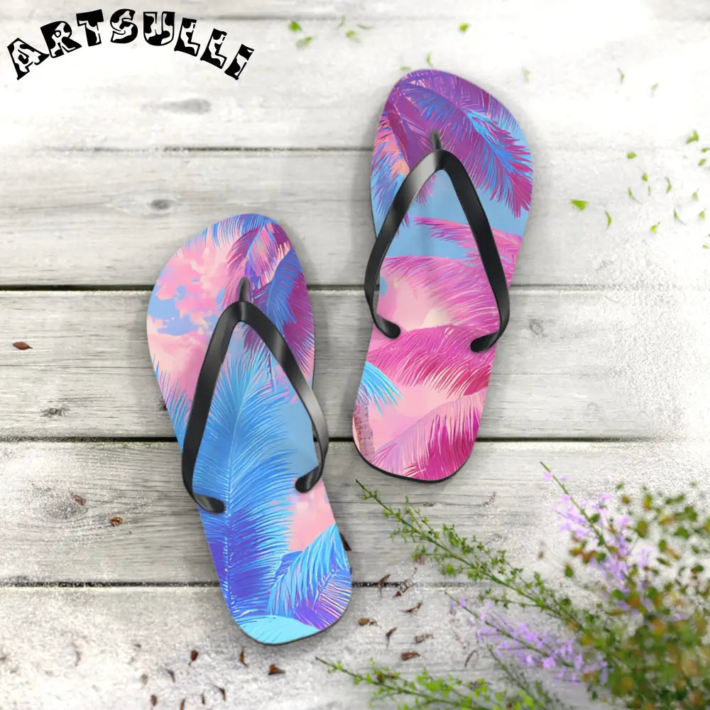 JAKKOUTTHEBXX Ethereal Pastel Palms Flip Flops JAKKOUTTHEBXX