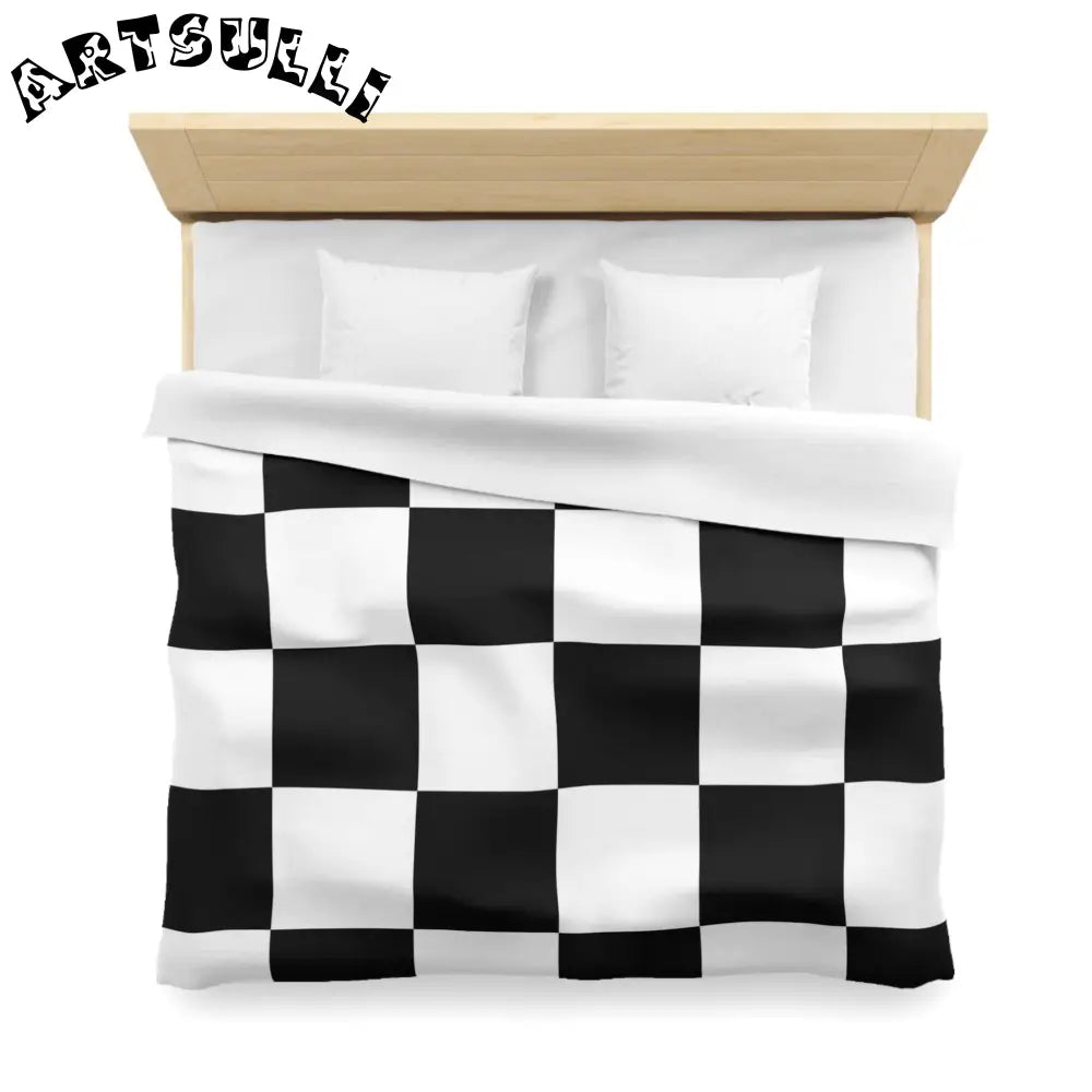 JAKKOUTTHEBXX Checkerboard Black and White Microfiber Duvet Cover