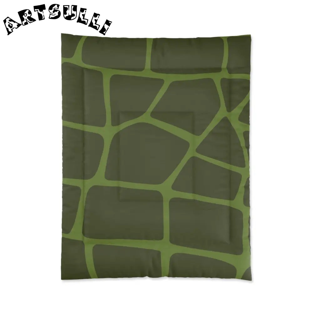 JAKKOUTTHEBXX Dark Green Comforter with Light Green Geometric Design 2025