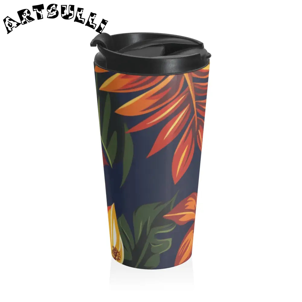 JAKKOUTTHEBXX Tropical Floral Stainless Steel Travel Mug 2025