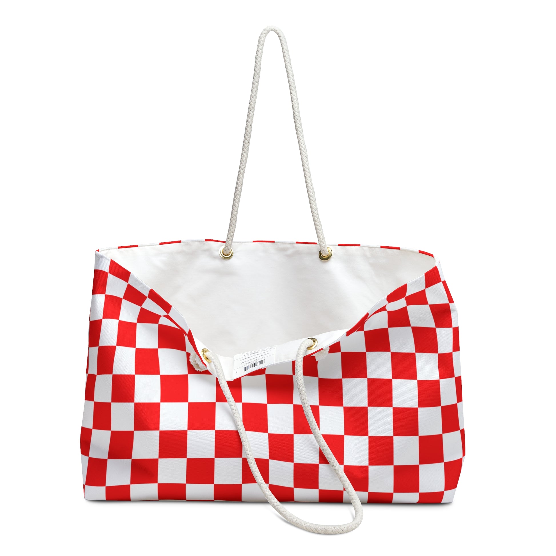 Checkerboard Red and White Weekender Bag, Artsulli - Art is Long, Life is Short, Bags, , , , , , , 