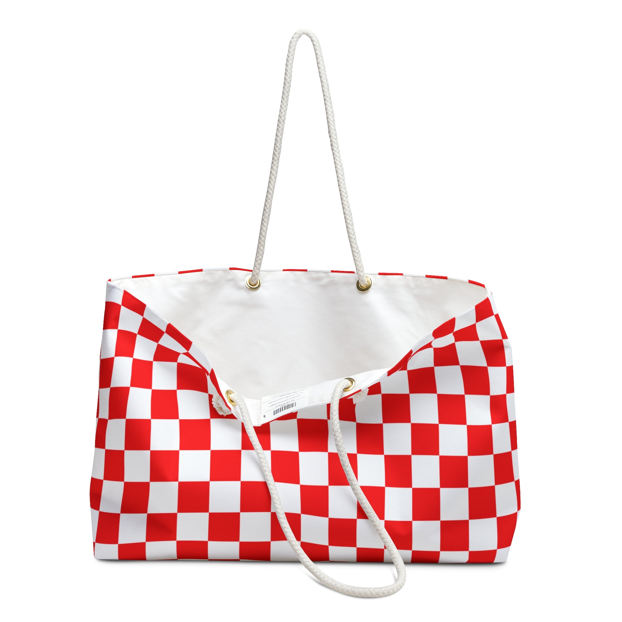 Checkerboard Red and White Weekender Bag, Artsulli - Art is Long, Life is Short, Bags, , , , , , , 