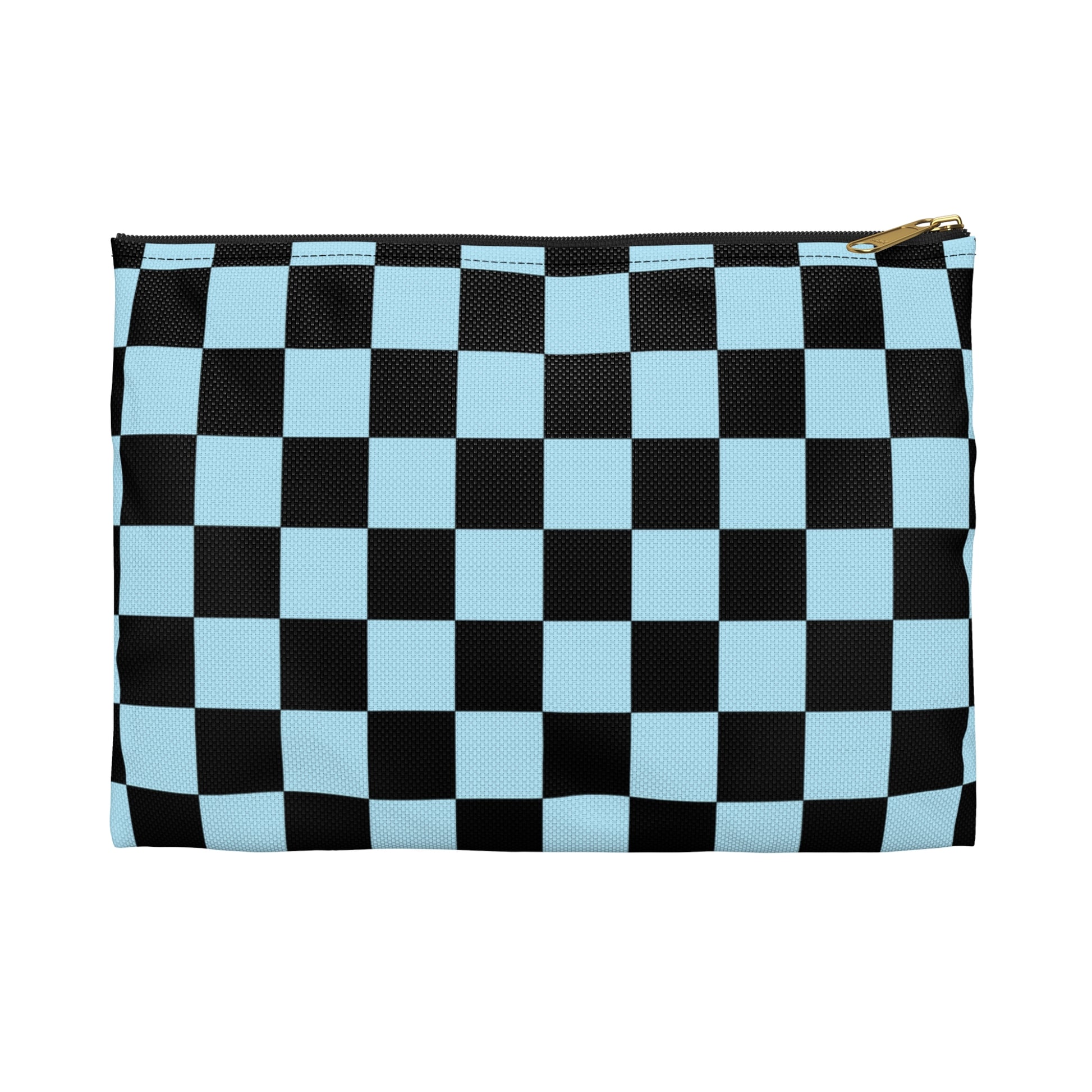 Checkerboard Black and Blue Accessory Pouch, Artsulli - Art is Long, Life is Short, Bags, Size, Small, Color, Black zipper, , , 40772132766544049988