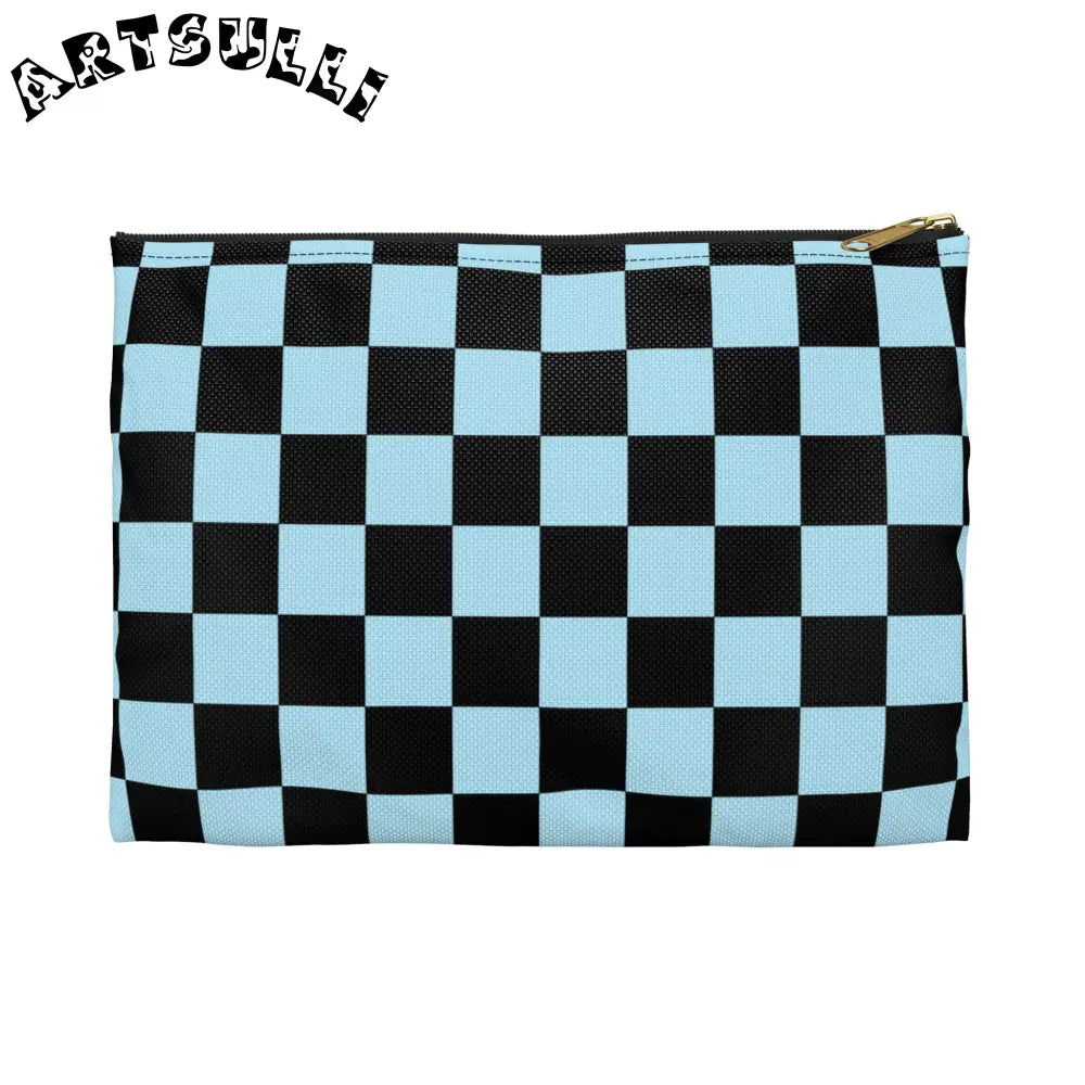JAKKOUTTHEBXX Checkerboard Black and Blue Accessory Pouch