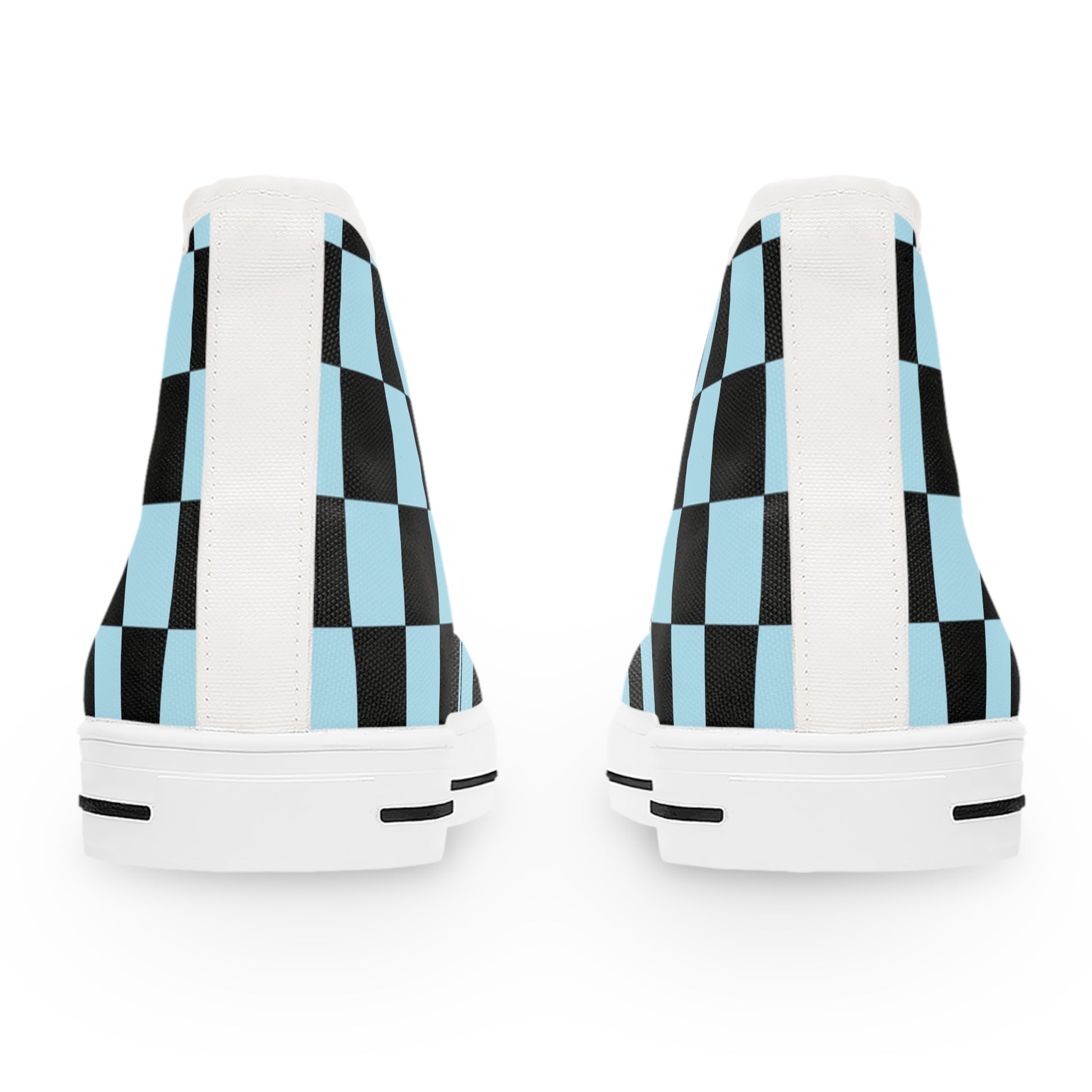 Checkerboard Black and Blue Women's High Top Sneakers, Artsulli - Art is Long, Life is Short, Shoes, , , , , , , 