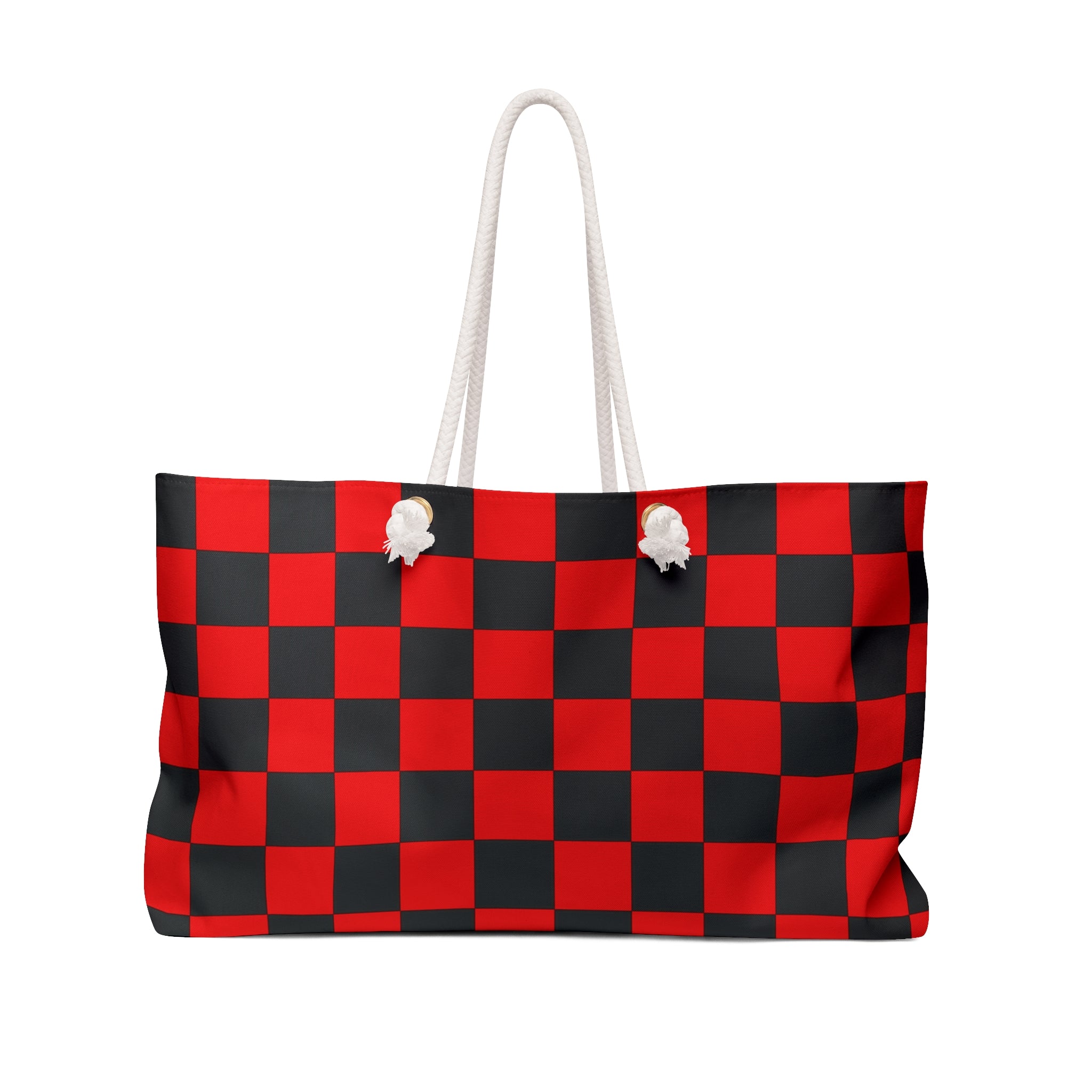 Checkerboard Red and Black Weekender Bag, Artsulli - Art is Long, Life is Short, Bags, Size, 24" × 13", , , , , 16343787790219216938