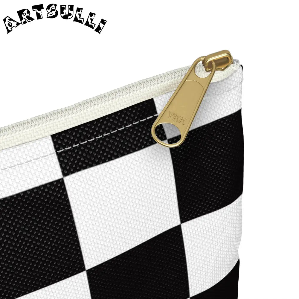 JAKKOUTTHEBXX Checkerboard Black and White Accessory Pouch