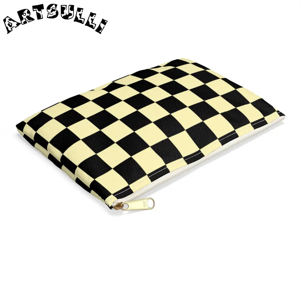 JAKKOUTTHEBXX Checkerboard Black and Yellow Accessory Pouch