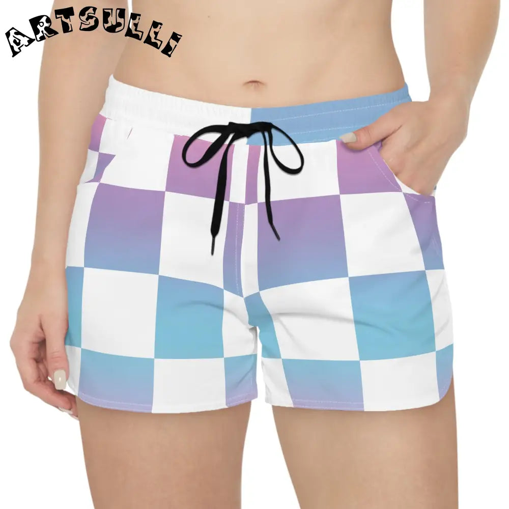JAKKOUTTHEBXX Vaporwave Check Women’s Casual Shorts (AOP)