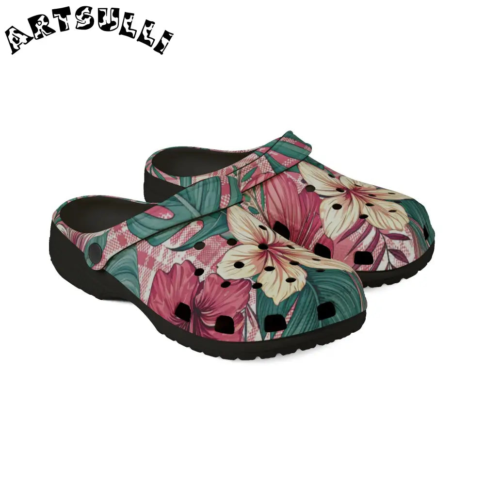 JAKKOUTTHEBXX Plaid x Floral Burgundy and Green EVA Foam Rubber