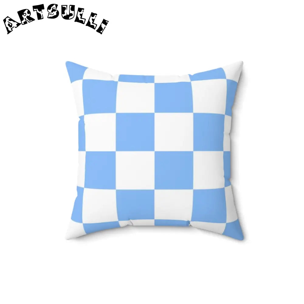 JAKKOUTTHEBXX Checkerboard White and Light Blue Spun Polyester