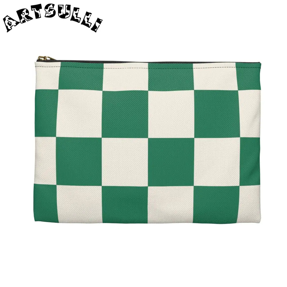 JAKKOUTTHEBXX Checkerboard Dark Green Accessory Pouch JAKKOUTTHEBXX